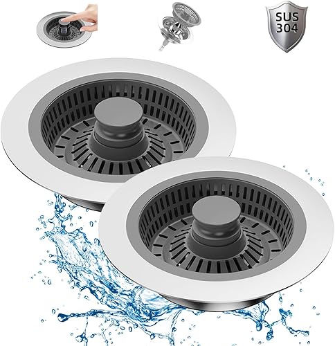 2 Pcs Kitchen Sink Drain Strainer and Stopper Combo