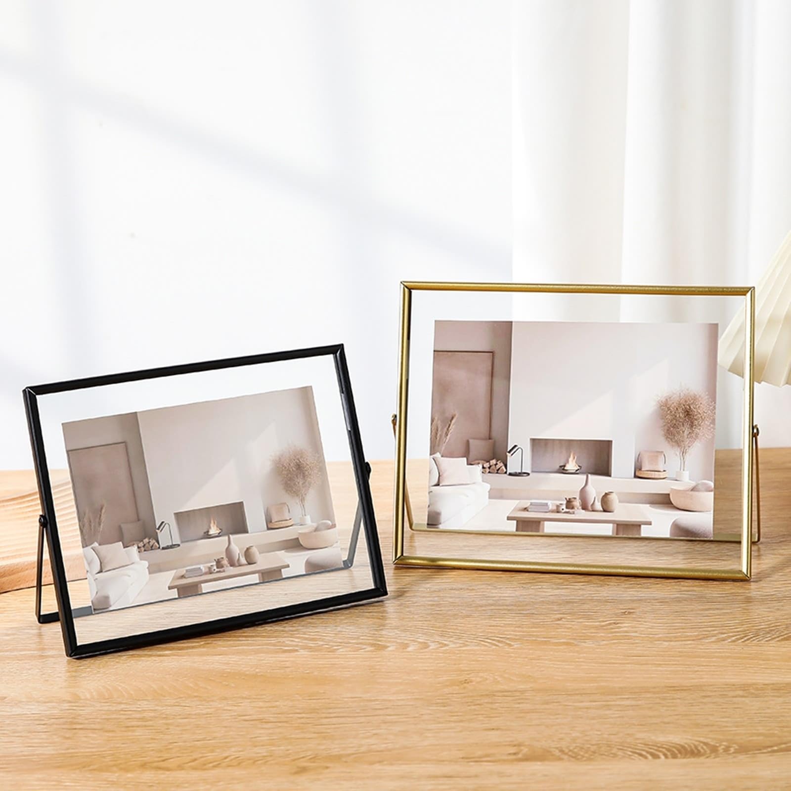 Fotorahmen Gehärtetes Glas, Rechteck Schwarz Bilderrahmen 20.32X25.4cm Tischplatte Picture Frame für Fotos, Bilder, Poster Horizontal Anzeige