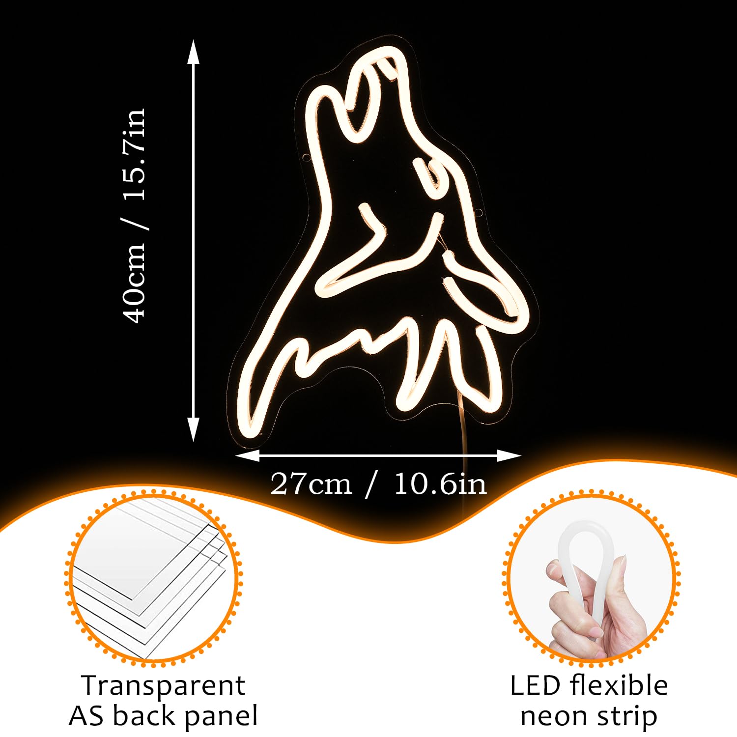 Amazon.co.jp : オオカミネオンサイン ウォームホワイト LED かわいい 