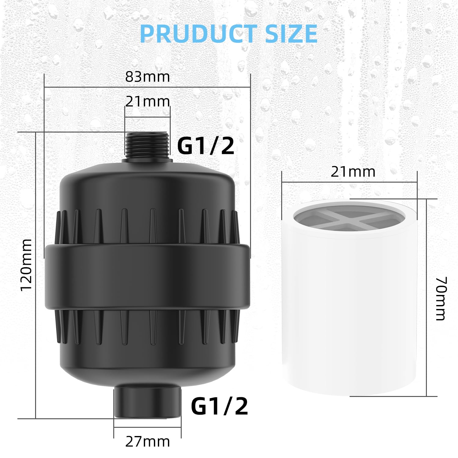 Filtro de ducha negro para agua dura, filtro de ducha de 24 etapas, filtro de agua de ducha con 4 cartuchos de filtro reemplazables, protege tu piel y cabello del cloro y metales pesados en el agua | Filtro de agua de ducha de 24 etapas que protege tu pie