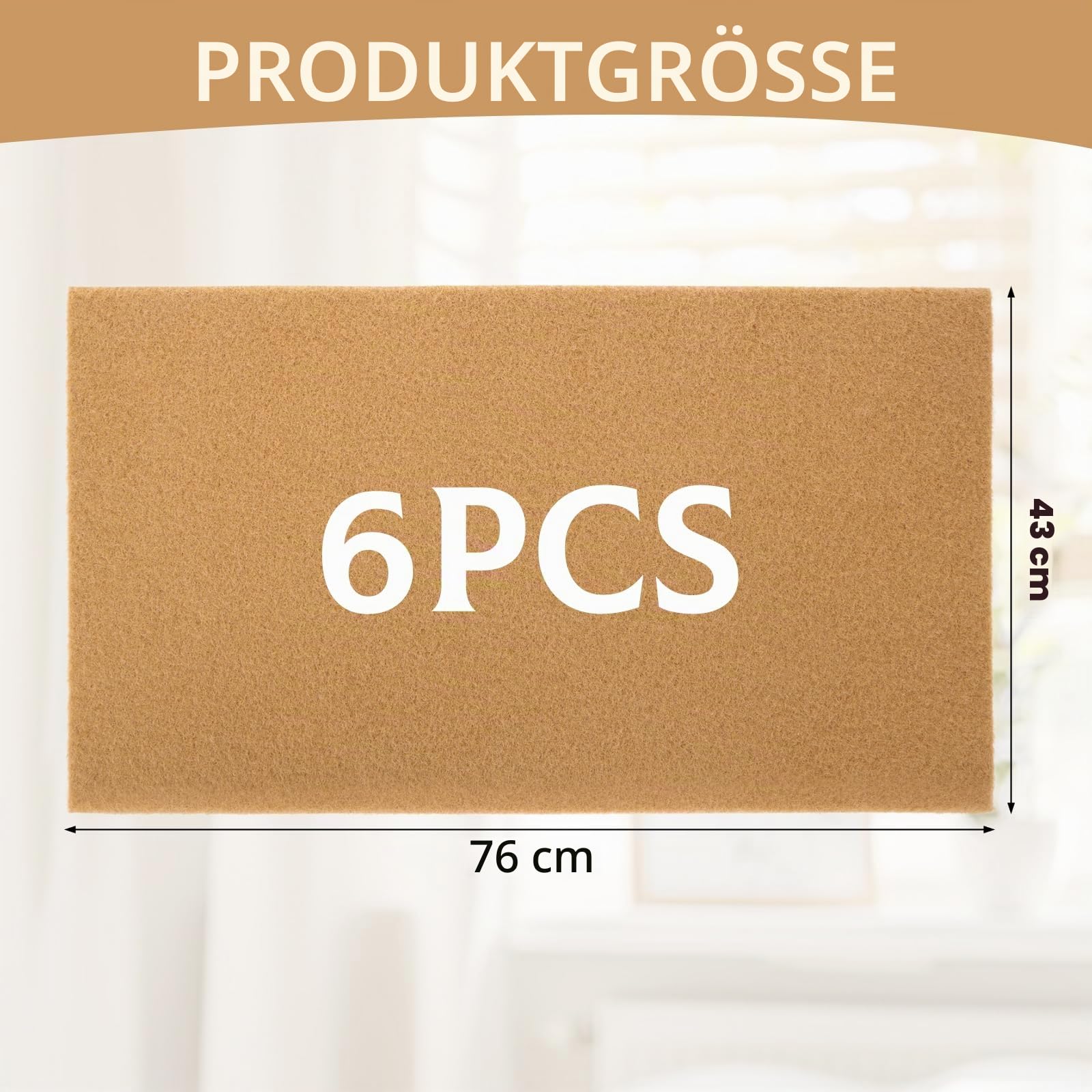 6er Set Blanko Fußmatten zum Bemalen, 76 x 43 cm DIY Türmatten, Künstliche Kokosfaser Optik, rutschfeste Unterseite, Für Innen & Außen (Braun)