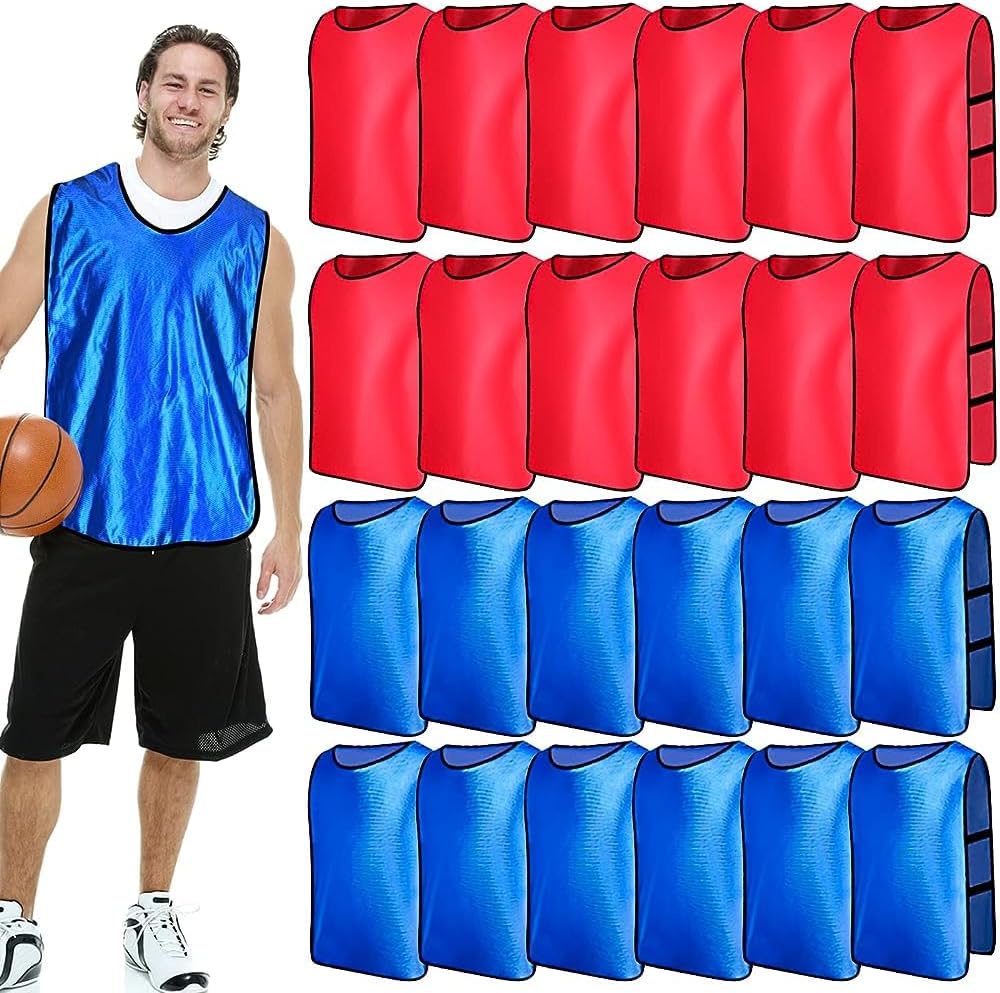 24 Pack Pinnies Scrimmage Practice Vests Soccer Basketball Training Jersey for Youth Adult Team Sports Football Practice Vest