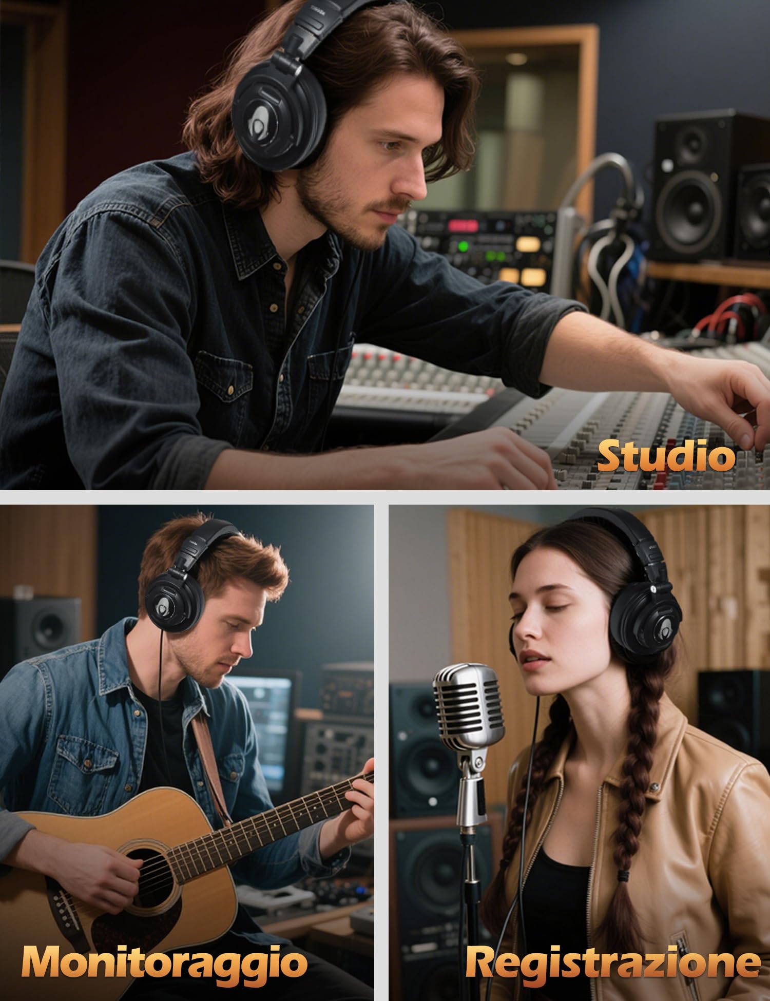 talomen TI660X cuffie con filo,cuffie over ear,Isolamento Acustico,Cuscinetti Auricolari Morbidi,Leggere e Pieghevoli,Cuffie per Registrazione,Mixaggio,Monitoraggio in Studio,DJ,Podcast,Cellulare,PC