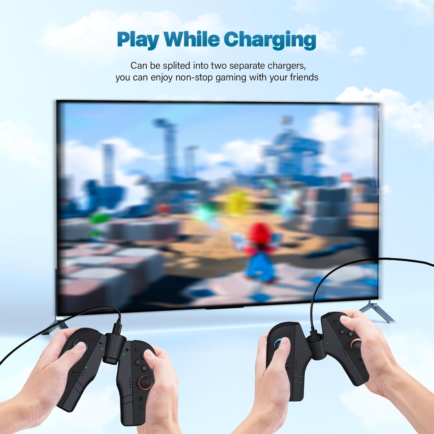 Charging Grip for Switch 2 Controller, 4 in 1 Detachable Charging Dock Compatible with Nintendo Switch 2, Controller Charger Accessories with LED Indicator Light and USB Cable, Play While Charging