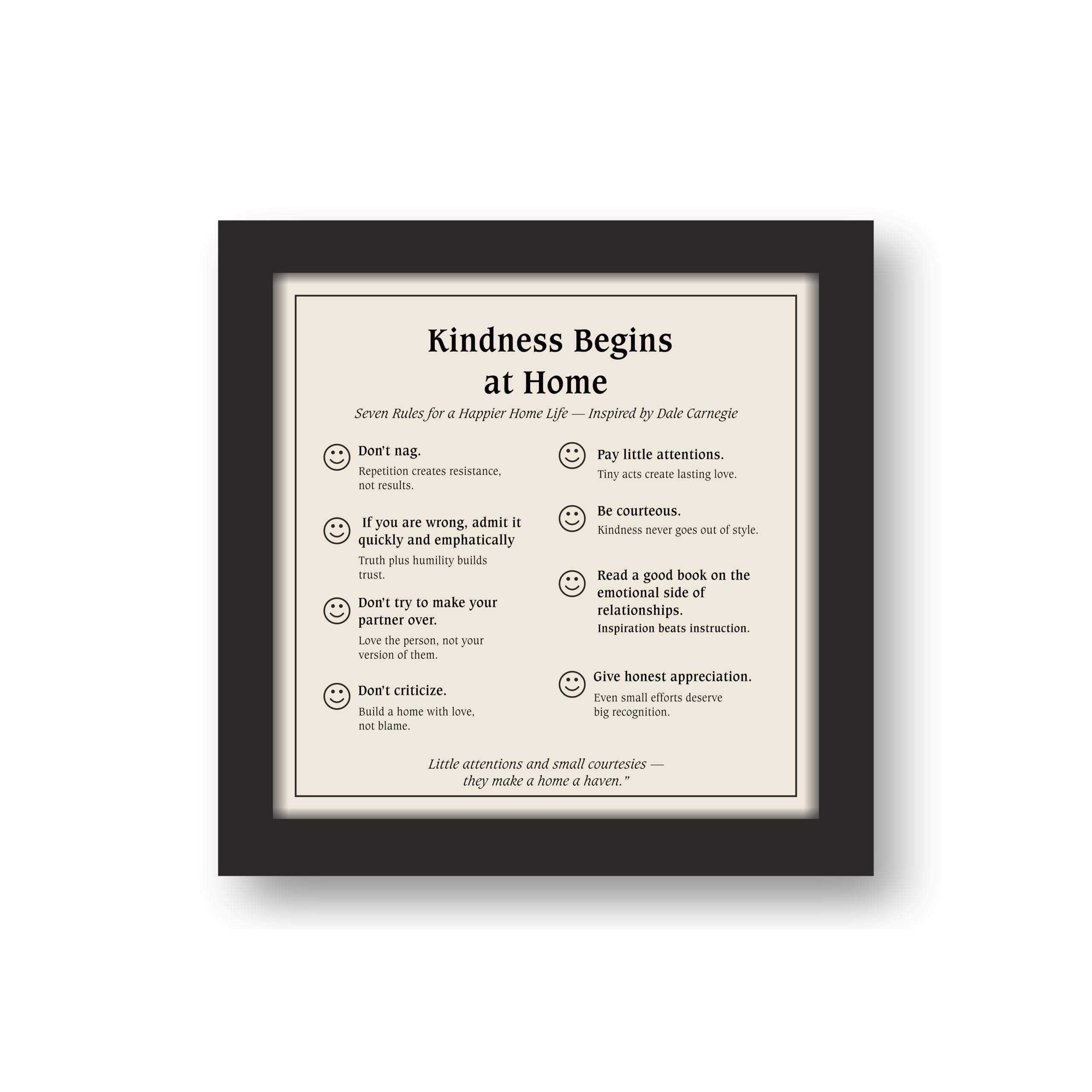 "Kindness Begins at Home Inspirational Framed Quote – 12 in x 12… – view 2