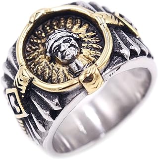 Indian Chief Ring for Men, Native American Indian Head Rings, Viking Buffalo Ring, Spirit