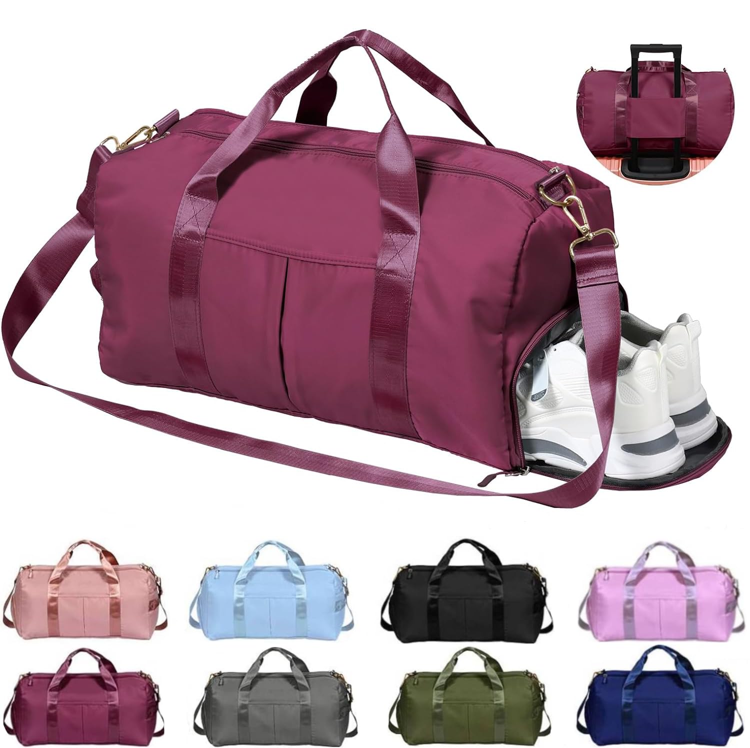 SUNCARE Gym Bag, Sports Bag, Travel Duffel Bag with Shoe Compartment and Wet Pocket, Gym Bag for Men, Gym Bag for Women Ideal for Daily Use & Travel (Magenta)