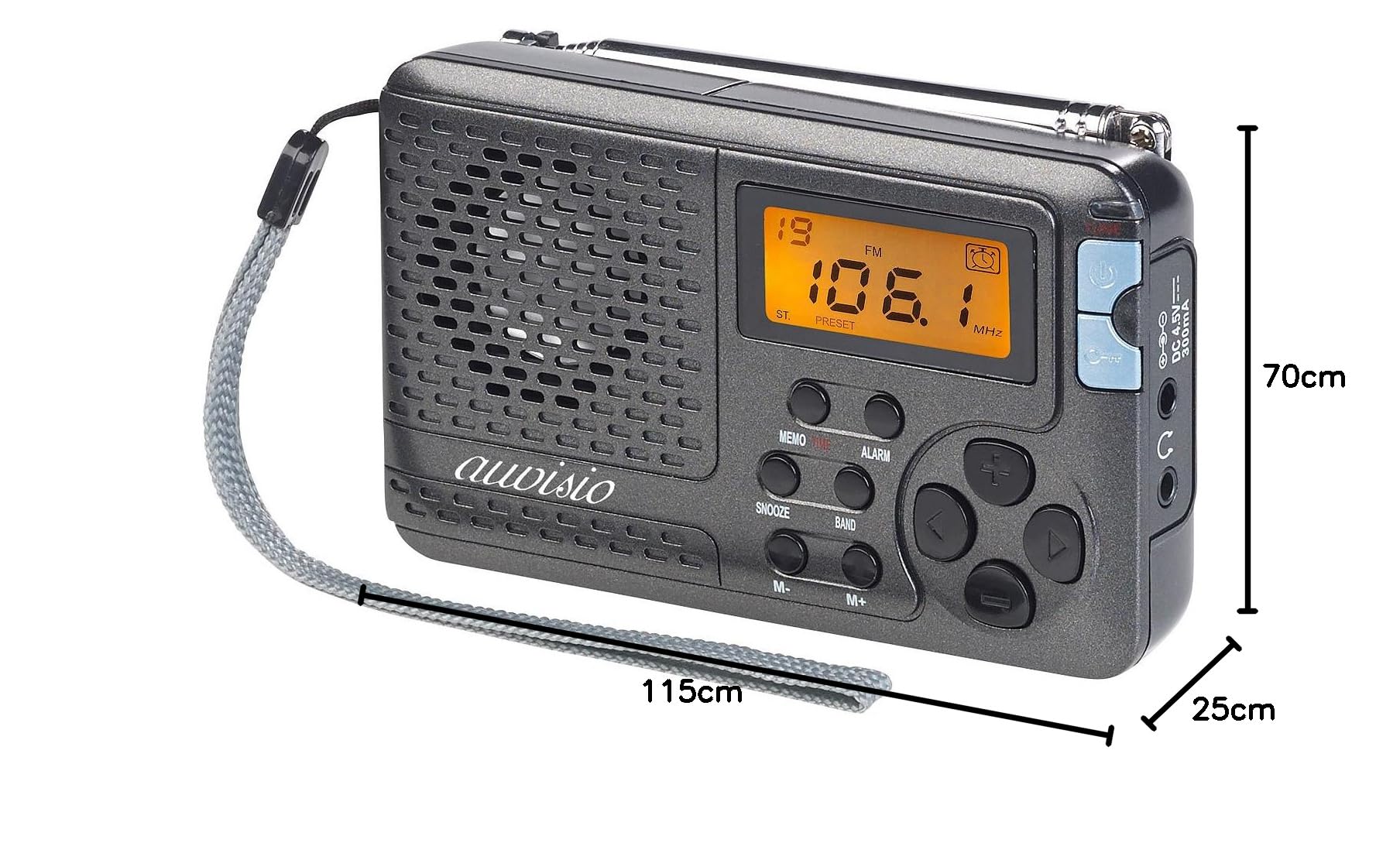 auvisio Radios de Cocina - 12-Band-Weltempfänger FM/MW/KW, mit Wecker & Sleeptimer