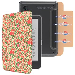 E NET-CASE Abnehmbare Magnethülle für 6" Kobo Clara Colour (2024) /Clara BW (2024) /2E (2022) E-Reader,Einfaches Abnehmen und Anbringen丨Automatischer Schlaf-/Weckmodus(Orange Flower) - Amazon product rated Grade A