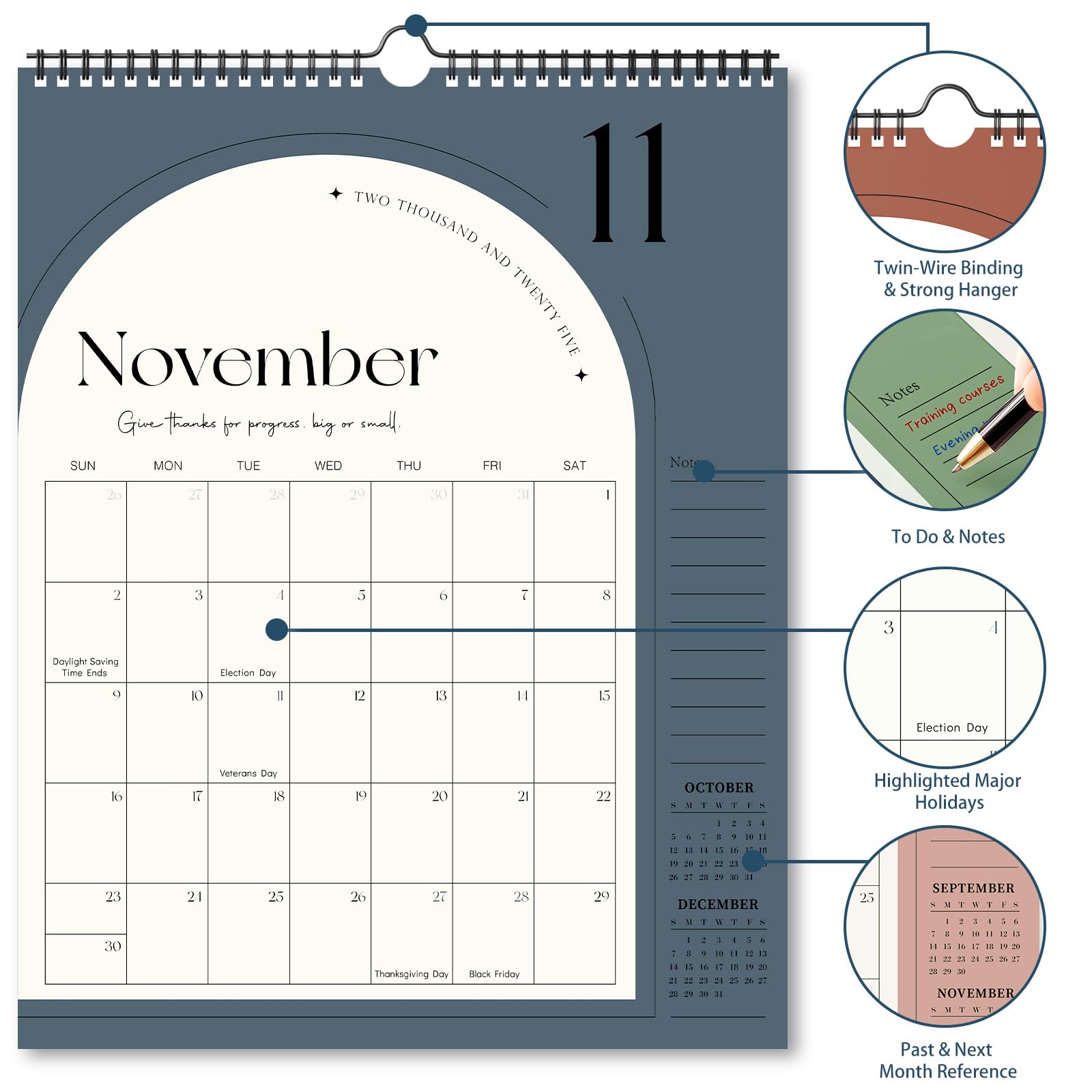 Calendario da parete 2024-2025, 18 calendari mensili, va da luglio 2024 a dicembre 2025, 36,6 x 28,4 cm, calendario estetico da appendere alla parete per organizzare casa e ufficio
