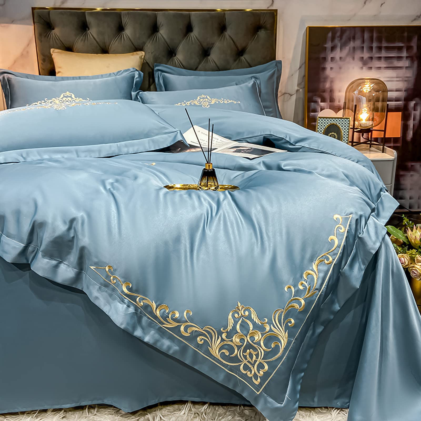 珍品❣️豪華シルクデイザイン刺繍ベットカーバーと枕カバー