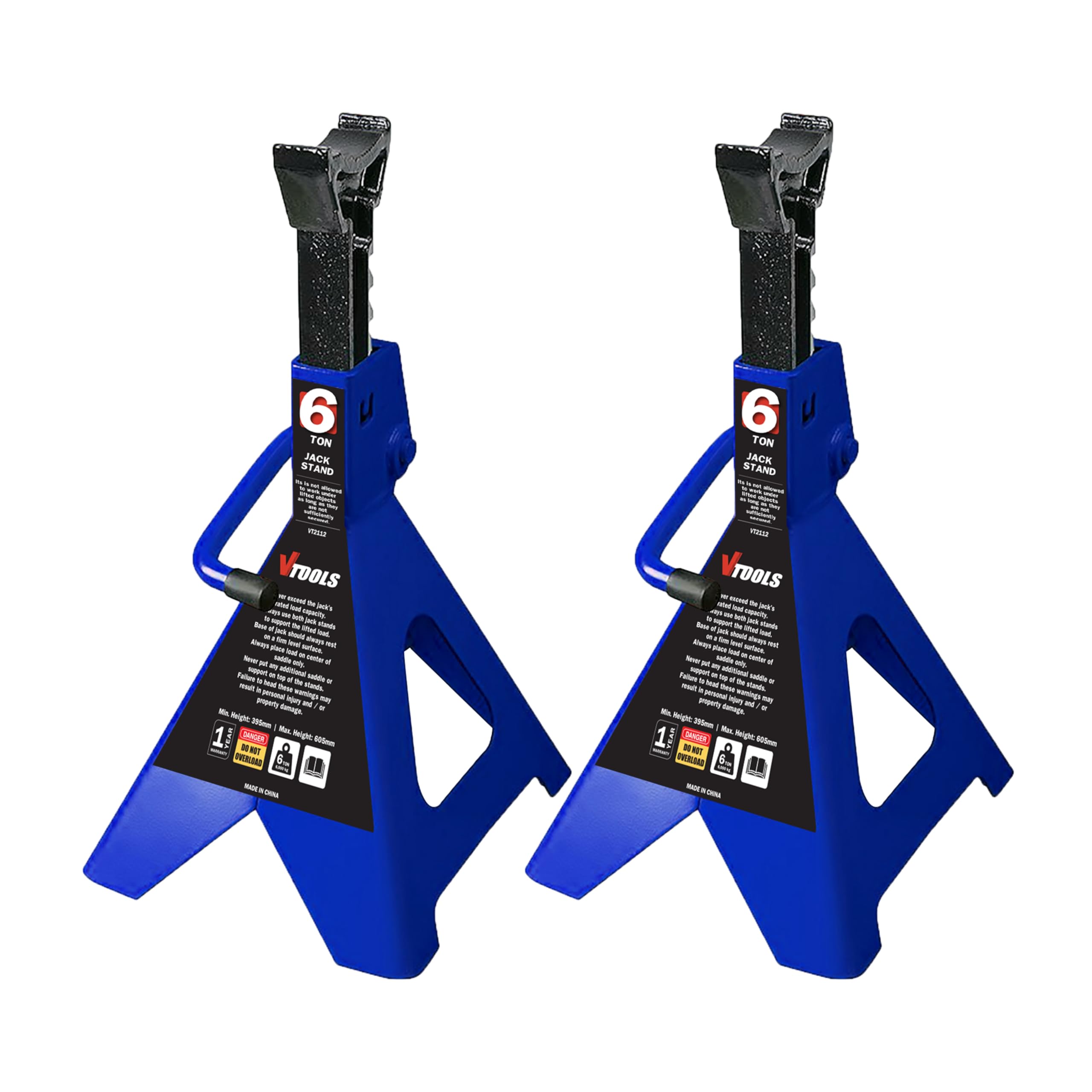 VTOOLS 6 Ton Adjustable Car Jack Stands,2 Piece Set,VT2112