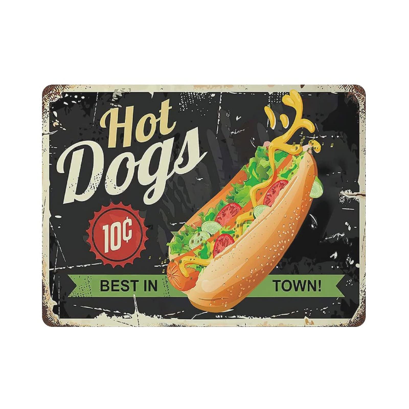Metal Tin Sign Hot Dog Shop Vintage Tin Poster Metal Sign Wall Decoration Country Kitchen Home Garage Decor 12"x16"