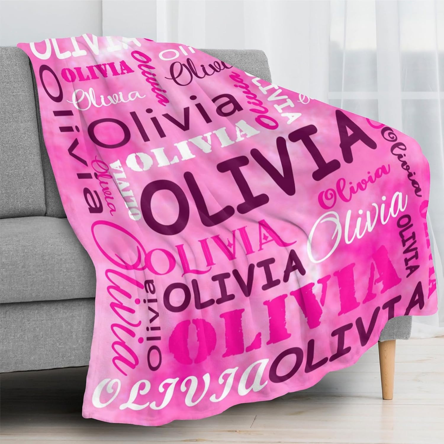 Personalized Blankets and Throws Custom Blanket with Name Customized Flannel Blanket for Kids Christmas Birthday Mothers Fathers Valentines Day Gift