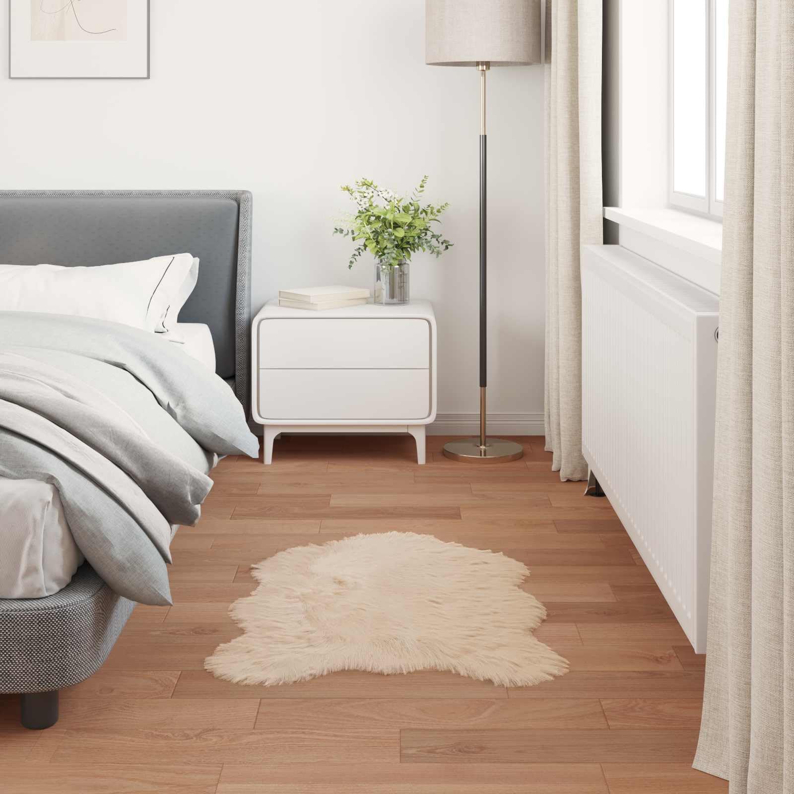 TAFALLA Tapis en peau de mouton synthétique en polyester - Beige - 60 x 90 cm - Poils longs moelleux et doux - Pour salon, chambre à coucher, couloir - Protection de sol