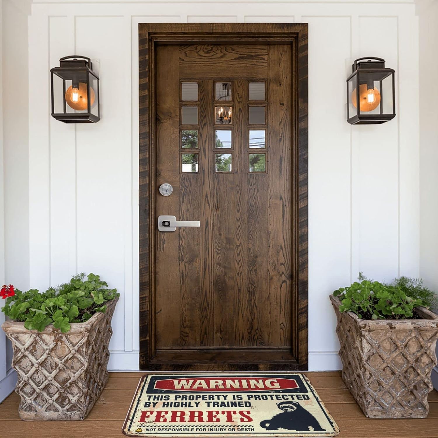 COTECI Garage Rug Warning This Property is Protected by a Highly Trained Ferrets Rug Go Away Doormat (Size : 50X80CM)