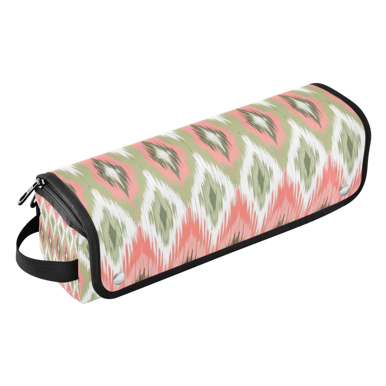 Traditional Ikat Pattern Hair Tools Travel Bag Portable Hair Accessory Organizer with Heat Resistant Mat 2 in 1