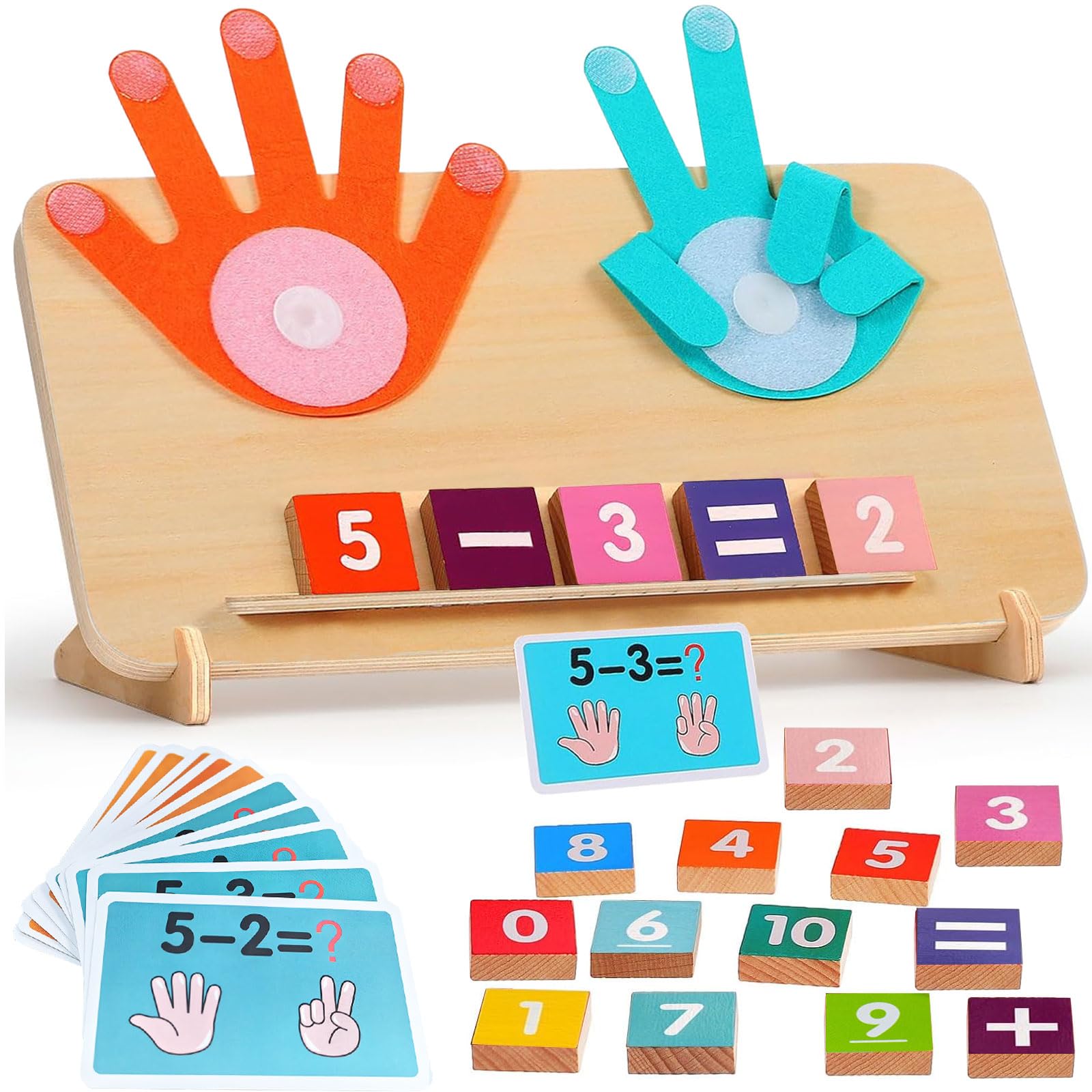 Drewniana zabawka matematyczna, nauka liczenia dla dzieci, zabawka matematyczna, zabawka edukacyjna dla dzieci w wieku 3, 4, 5 lat, dla chłopców i dziewczynek, prezent na Boże Narodzenie