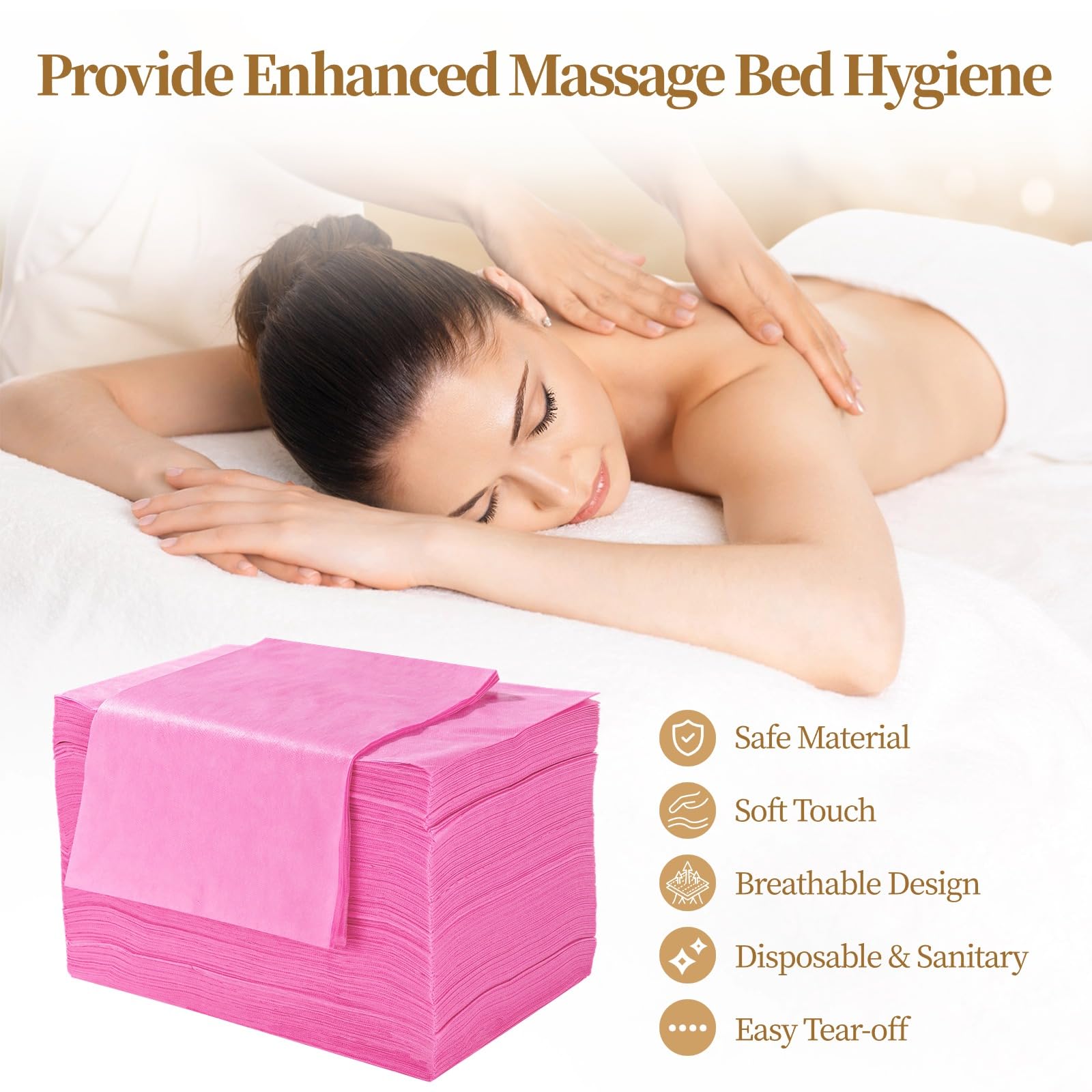100 hojas desechables para mesa de masaje, 71 x 31.5 pulgadas, fundas desechables de cama de masaje de tela no tejida transpirable, sábana de higiene de un solo uso para centros de spa, salones de