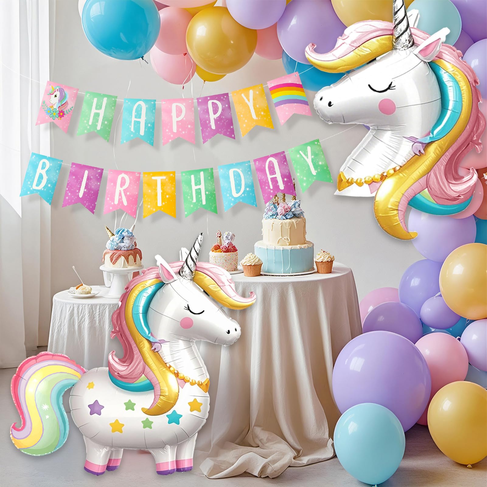 Palloncini In Lattice Unicorno Arcobaleno Per Bambini, Decorazioni Per Feste Di Compleanno, Baby Shower, Giocattoli Per Feste, 12 ", 12 Pezzi