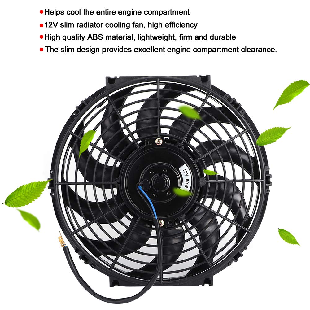 Ventola di Raffreddamento del Radiatore Sottile Universale da 12 Pollici Kit di Montaggio Termico Radiatore Elettrico Ad Alte Prestazioni Kit di Montaggio 12V 80W