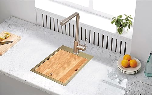 Miniatura 6 de Starstar Fregadero de acero inoxidable 304 de acero inoxidable para bar, cocina, lavandería, patio, oficina (15 x 15 x 9 - negro)