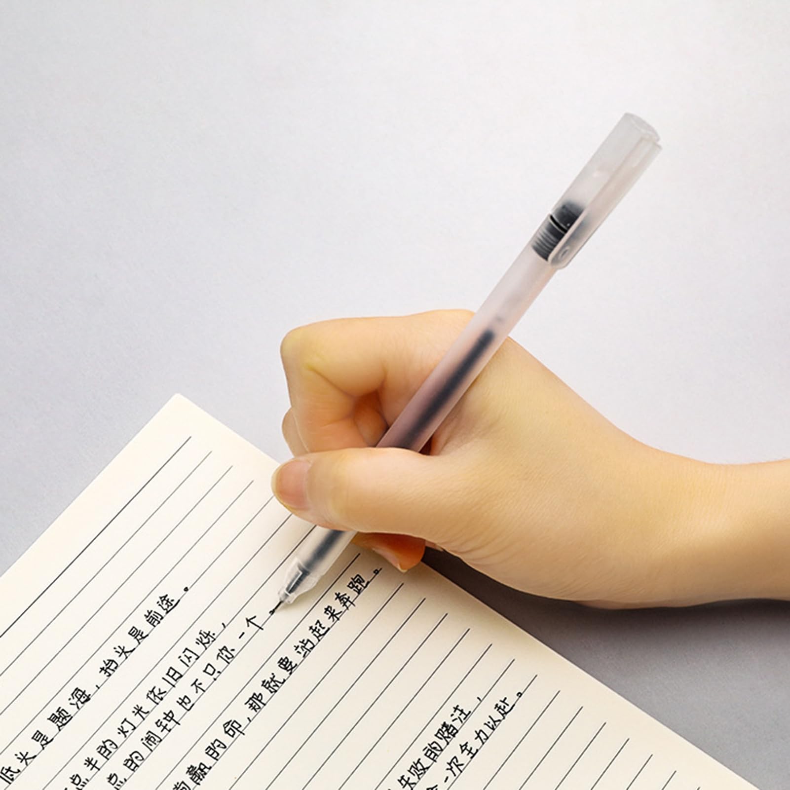Writing Gel Pen 5Pcs Gel Pen Quick Drying Smooth Writing Stationary INS Simple Clear Black Ink Pen for — view 2