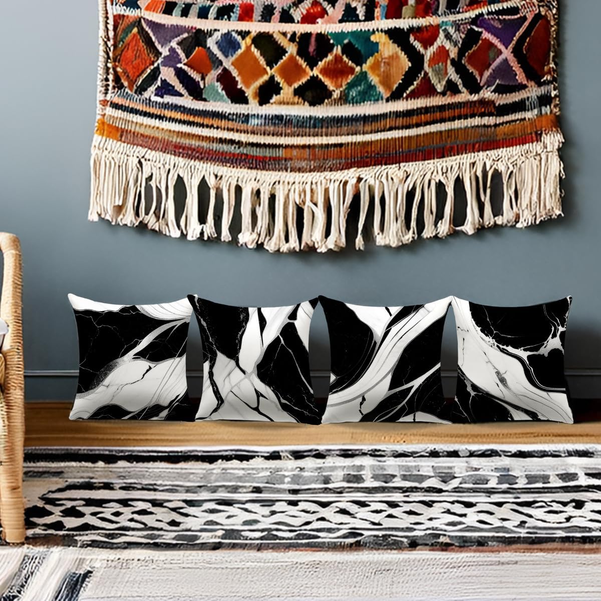 Grey and Black Abstract Pillow Covers 18 x 18 Inch Decorative Throw Pillow Covers Set of 4 for Home Living Room Decor Sofa Bedroom Car Couch Cushion Cover Pillow Cases - Image 5