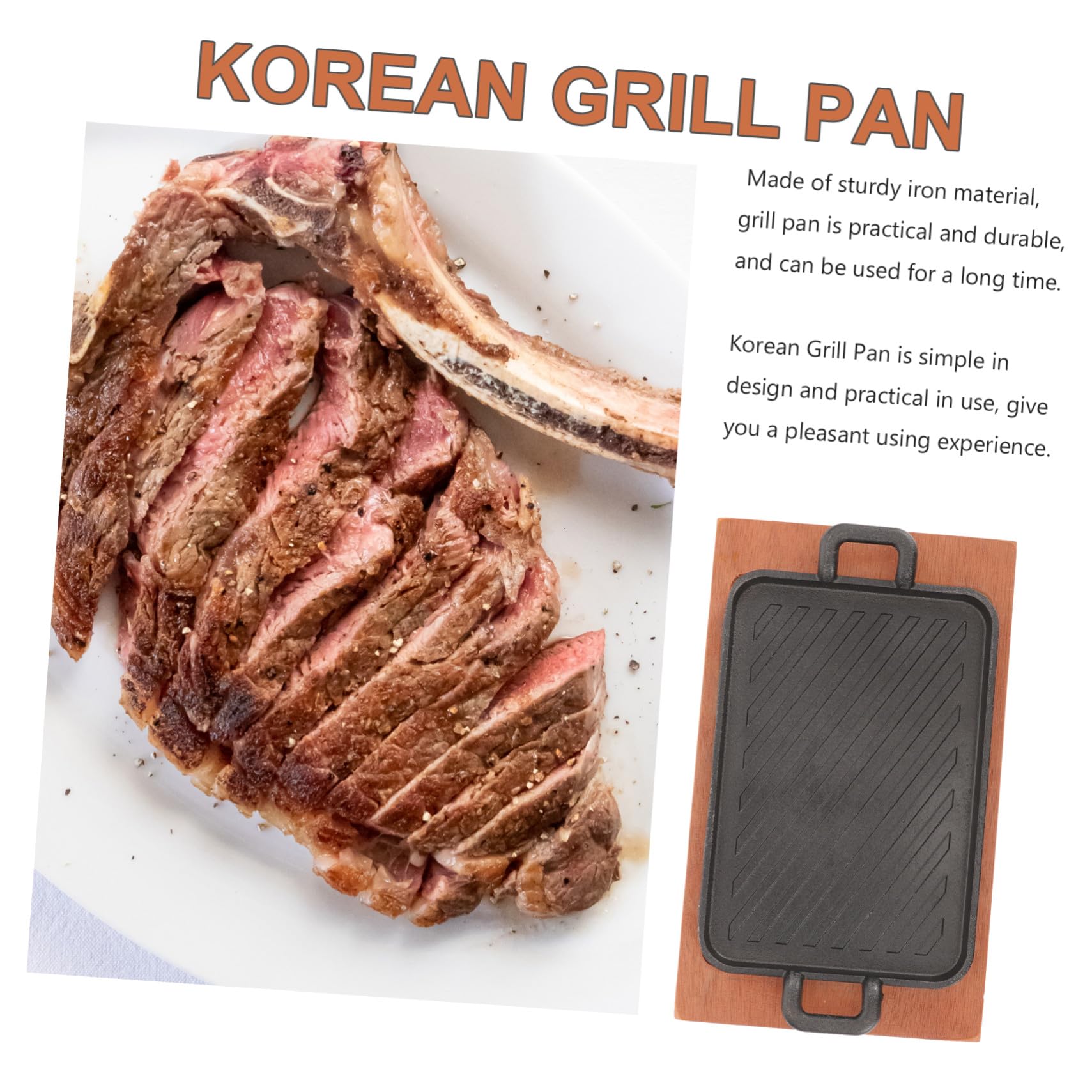 Sartén para Parrilla de Barbacoa de Hierro, 1 Juego | Rectangular, Diseño Compacto y Práctico, se Guarda Facilidad, Calor Uniforme