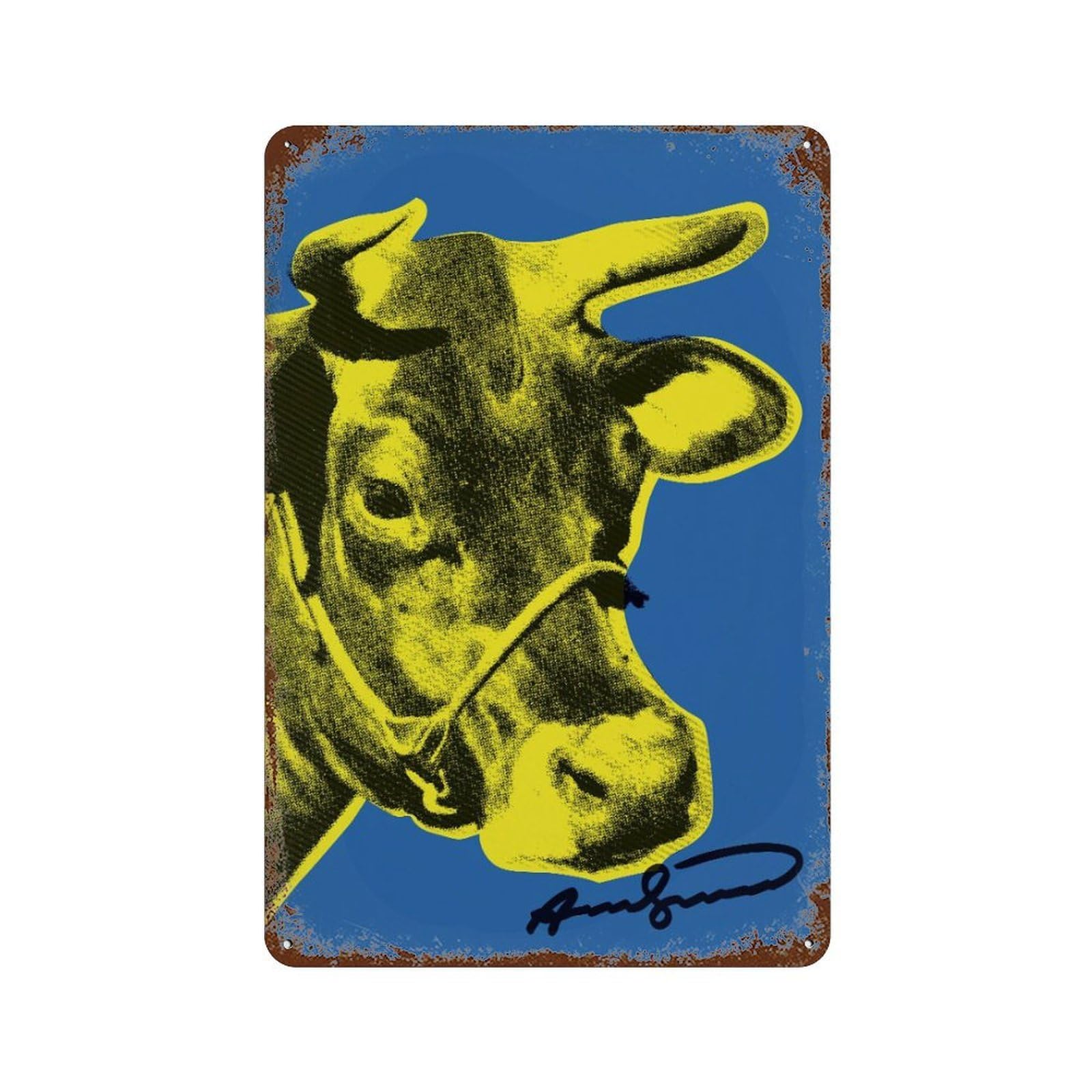 xiaoxiaoshen Andy Warhol Cow Pop Exhibition Wall Decor Art Metal Tin Poster Modern Home Decor Art Home Bar Shop Decorations Vintage Sign 30x20cm