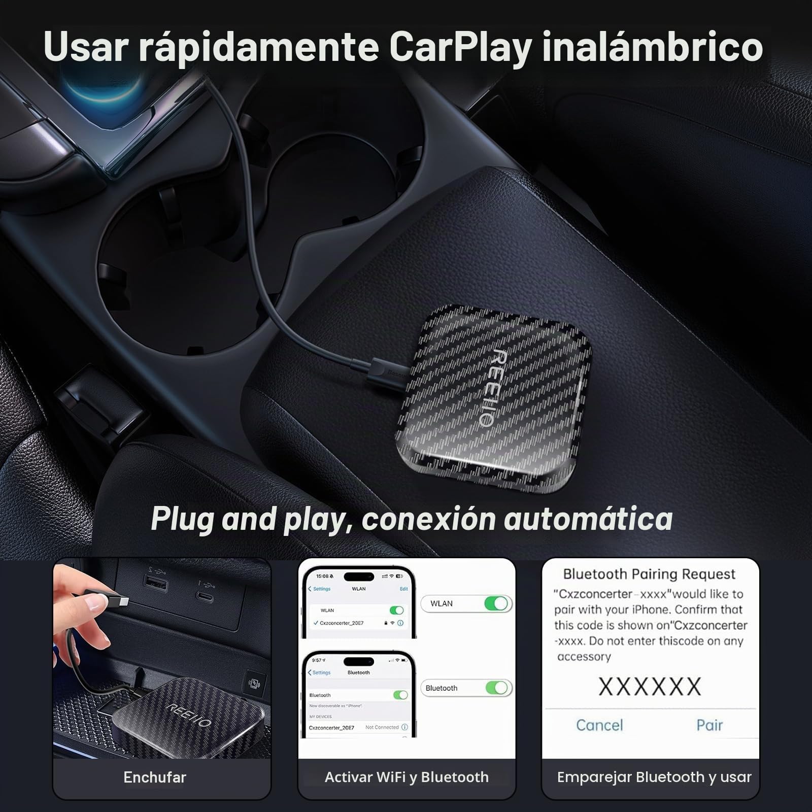 CarPlayBox inalámbrico con tarjeta Netflix/YouTube/TF Convierte CarPlay con cable en un adaptador inalámbrico para coche CarPlay con cable de fábrica