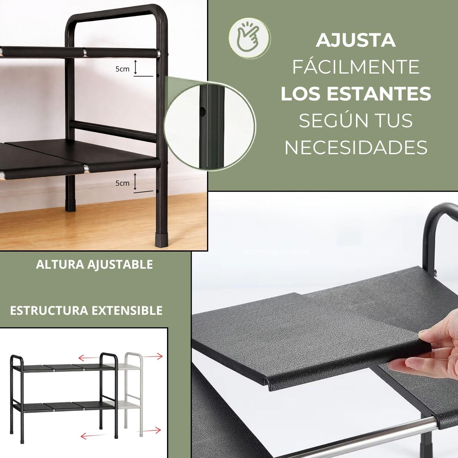 Organizador Cocina Bajo Fregadero Extensible de 2 Niveles | Estantería Multiuso en Acero al Carbono de Alta Resistencia | Organizador Ajustable para Armarios con Tuberías en Cocinas y Baños