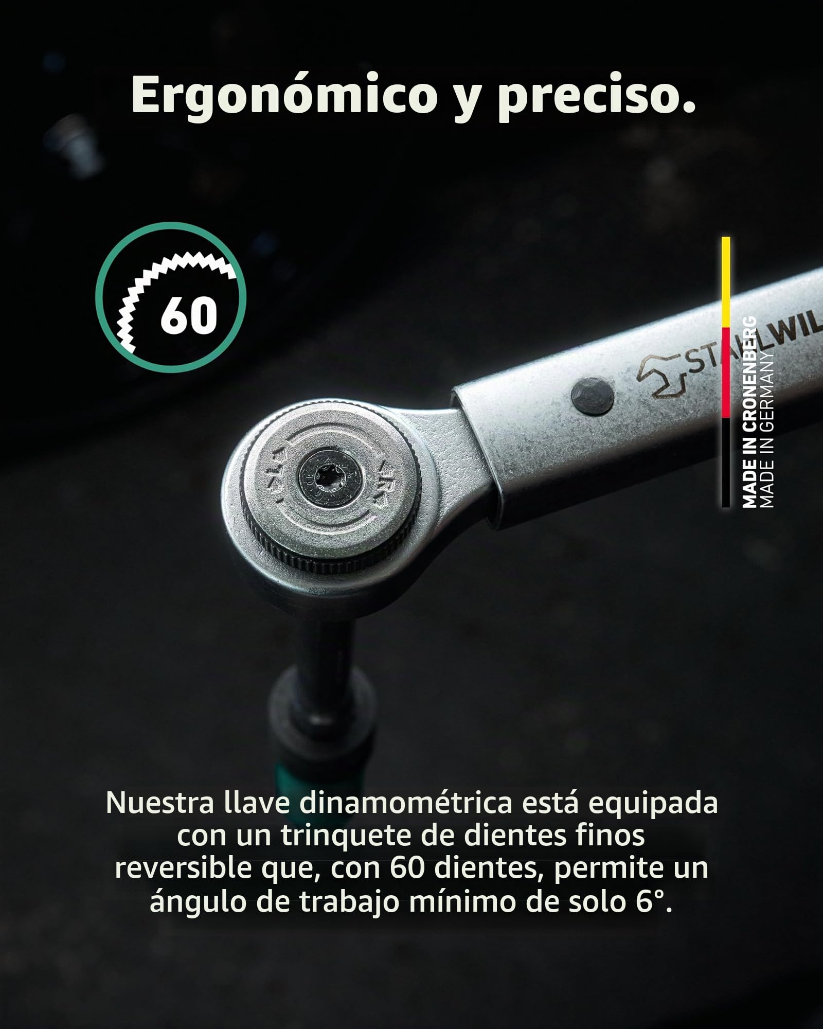 STAHLWILLE 750NR/200/3/1 - Juego de cambio de neumáticos para coche (5 piezas, con llave dinamométrica de 1/2", 40-200 N·m, llave de vaso 17, 19, 21 mm + extensión, fabricado en Alemania)