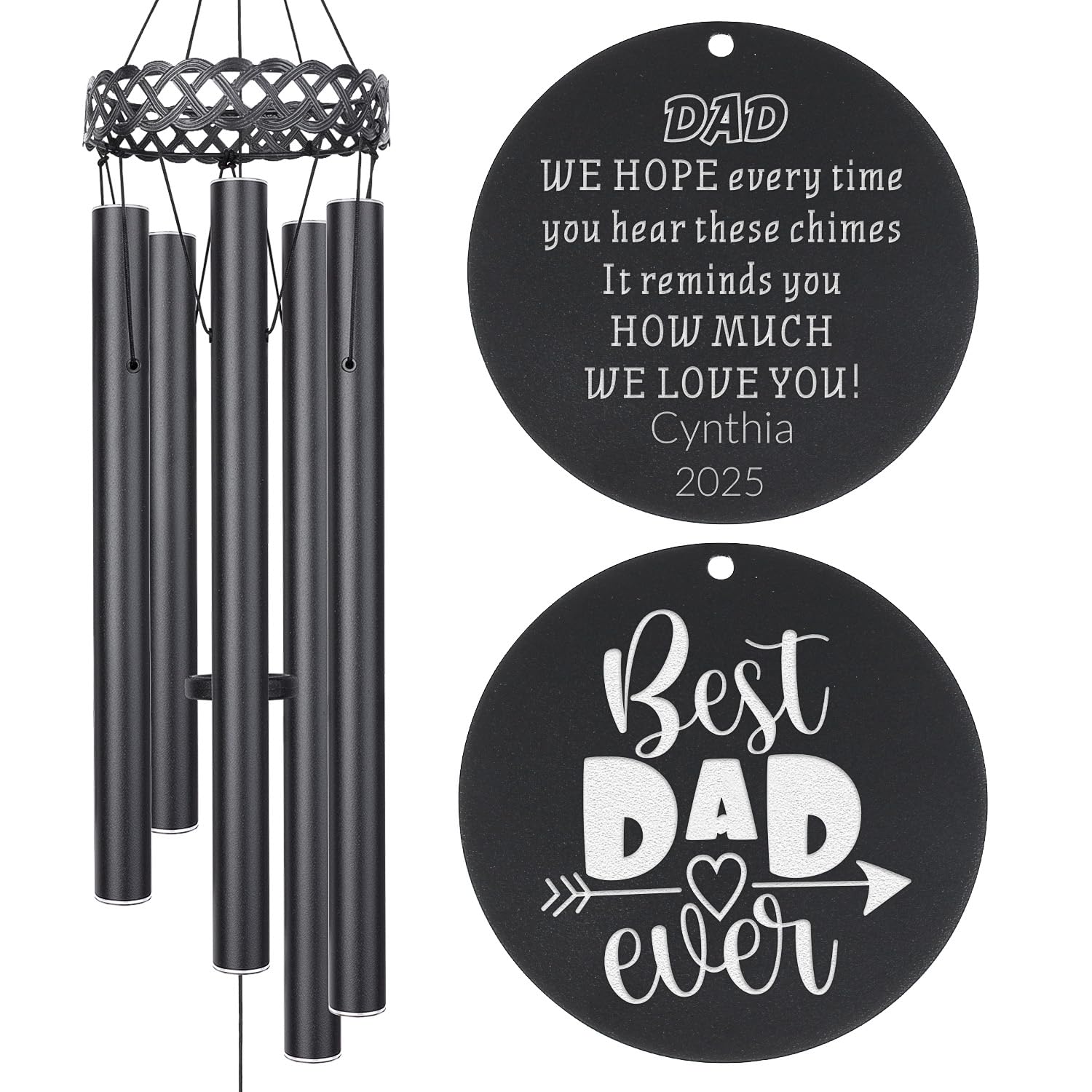 Best Dads Gift Wind Chime Customize, Father's Day for Daddy, Birthday Gifts for Dad, Fathers Day for Dad from Daughter Son Kids, Christmas Dads Gift