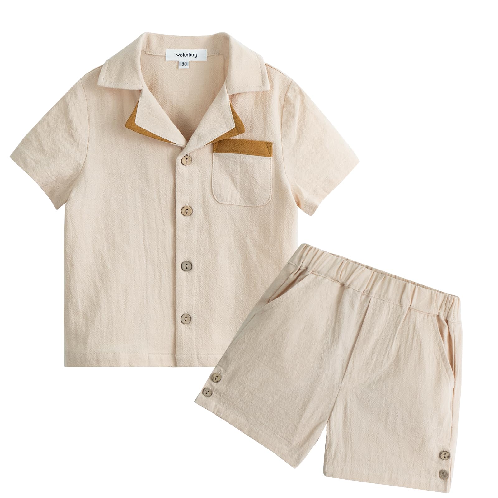 Volunboy Bebé Niño Verano Conjunto, Lino Algodón Manga Corta T-Shirt + Pantalones Cortos Traje Casual Ropa 2 Piezas