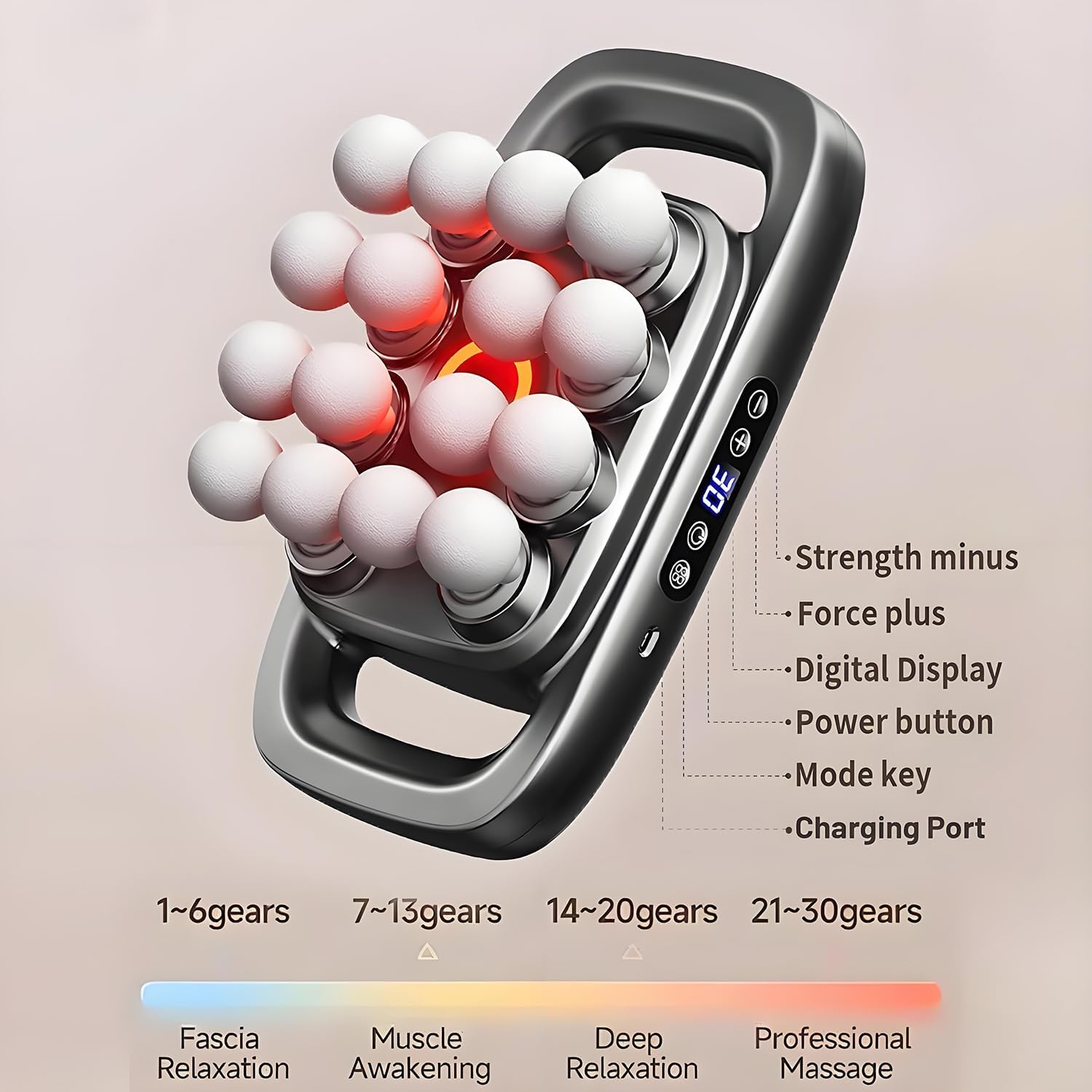 16 Head Massage Gun Deep Tissue - Handheld Percussion Muscle Massager with 16 Massage Heads, High Power Quiet Muscle Massage Gun Portable for Back, Neck, Shoulder, Legs - Image 7
