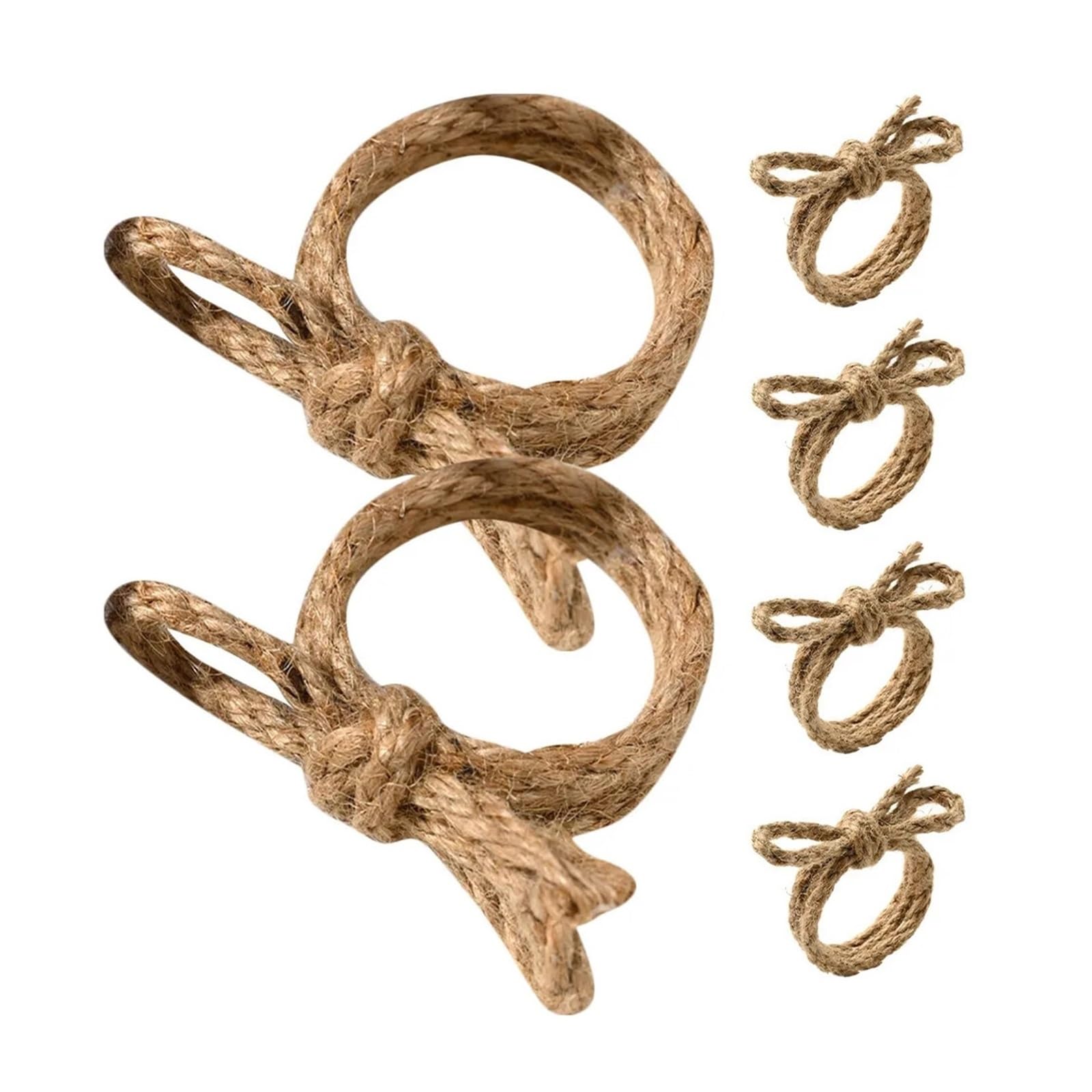 6Pcs Boho Jute Napkin Rings Elegant Bow Shaped Holders Rustic Table Decor