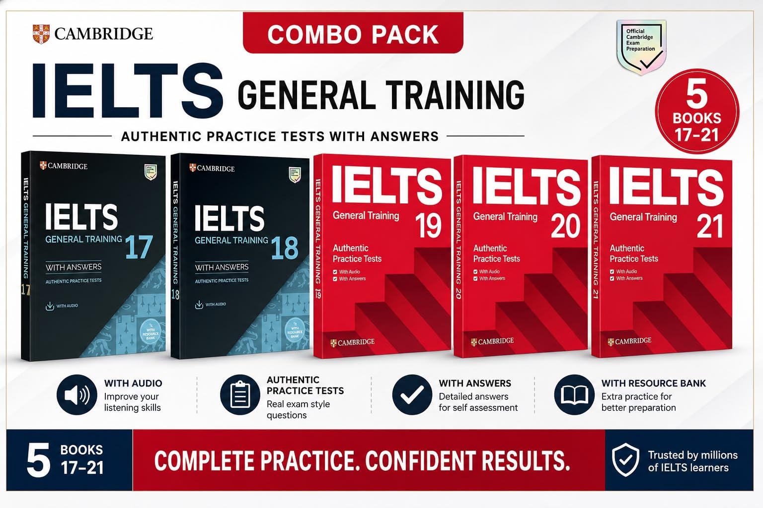 Buy Cambridge IELTS General Training Combo Pack Books 17-21 with