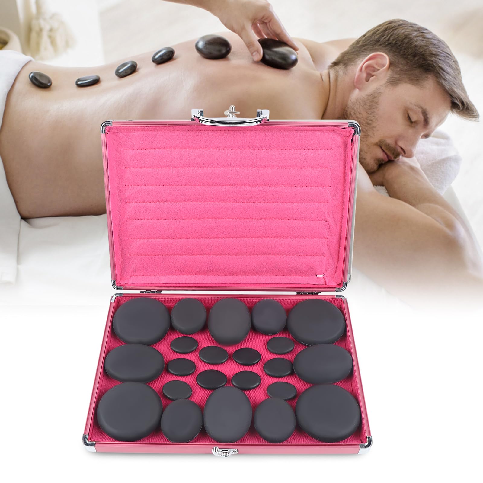 Zestaw do masażu Hot Stone 20 szt., 220 W Hot Stone urządzenie do masażu, kamienie do masażu, kamienie do spa, Hot Stones z zestawem grzewczym do masażu Gua Sha i Tuina