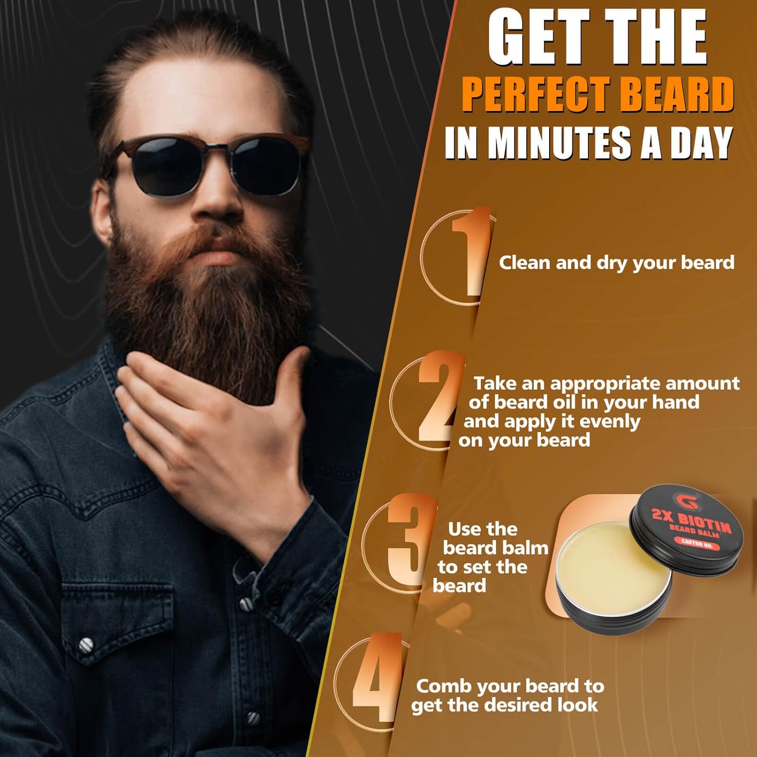 2X Biotin Beard Growth Oil for Men - Natural Organic Leave-in Conditioner & Softener - Mustache & Facial Hair Thickener, Moisturizer & Strengthener - Anti Itch & Dandruff Serum, 2 fl.Oz (Sanda) - Image 7