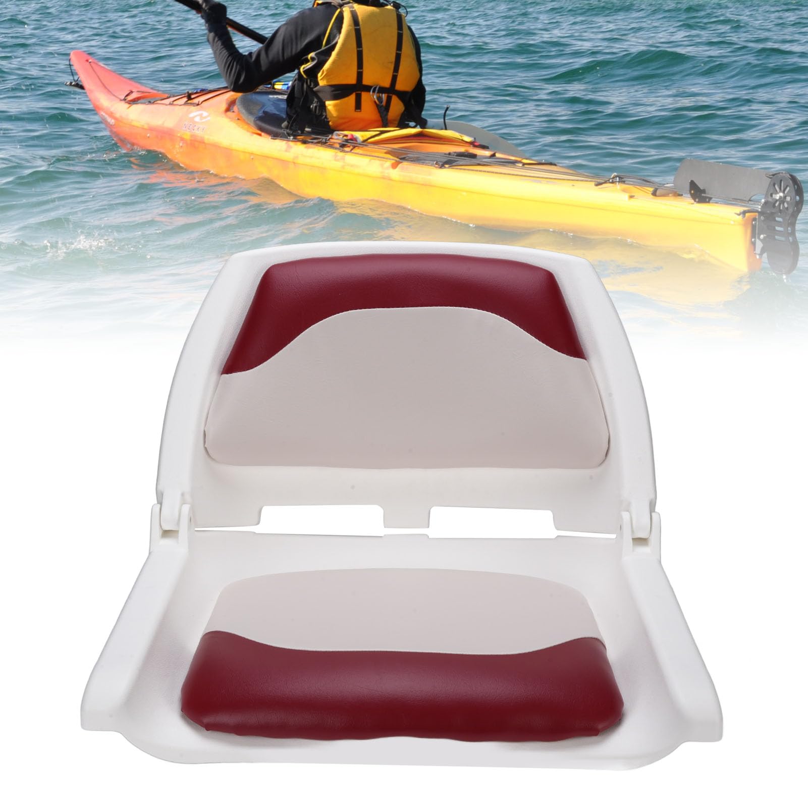 CHICIRIS Asientos de Kayak con Respaldo, Funda de Cuero PU, Asiento Plegable para Banco de Barco para Yates y Barcos de Pesca