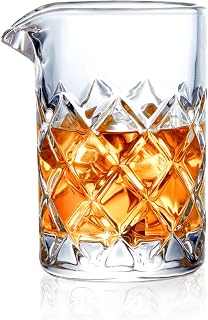 KITESSENSU 18oz Seamless Cocktail Mixing Glass - Lead-Free Crystal Bar Pitcher with Weighted Base for Old Fashioneds & Manhattans