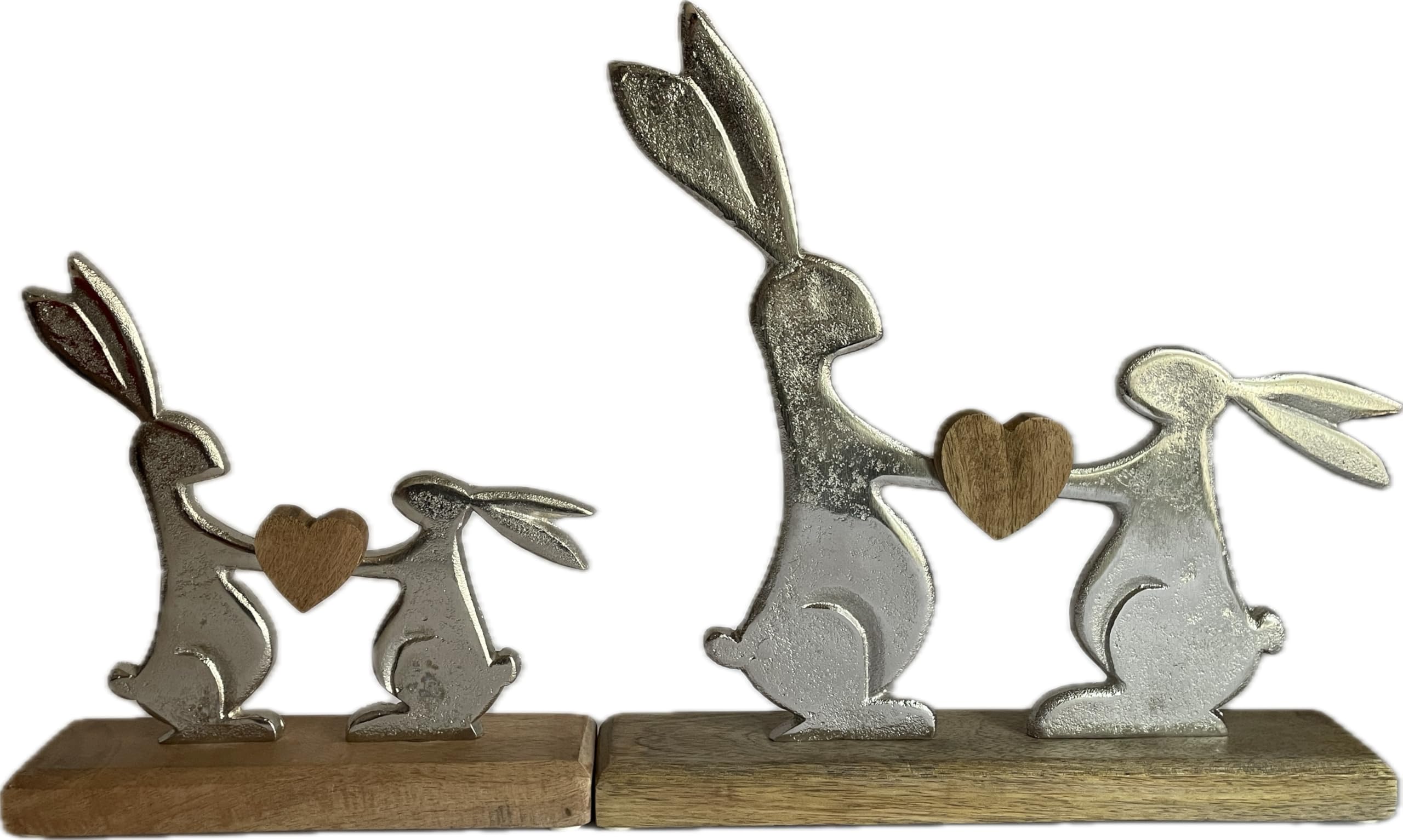 khevga Osterdeko Deko-Figur Osterhase Mango-Holz Metall Silber (29 x 29 x 5)