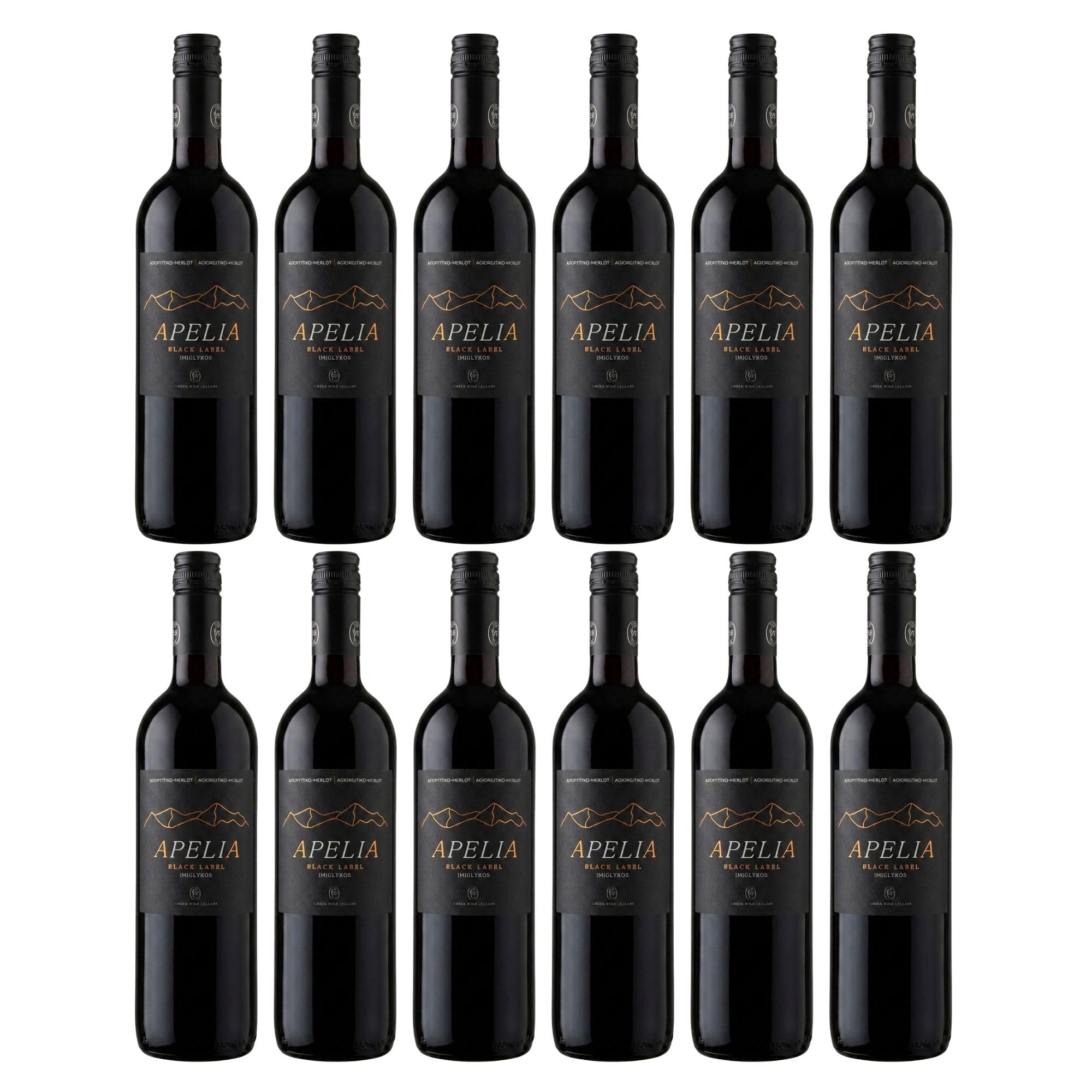 Imiglykos Black Label Apelia 12x 0,75l | Lieblicher Rotwein | Imiglykos | 11,5% Vol. | Kourtaki | + 20ml Jassas Olivenöl