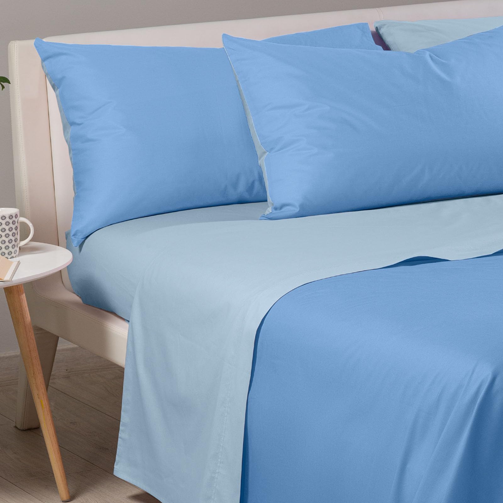 Caleffi 63527 Cotone Bikolor Copriletto Lenzuola per Matrimoniale Letto, Avio