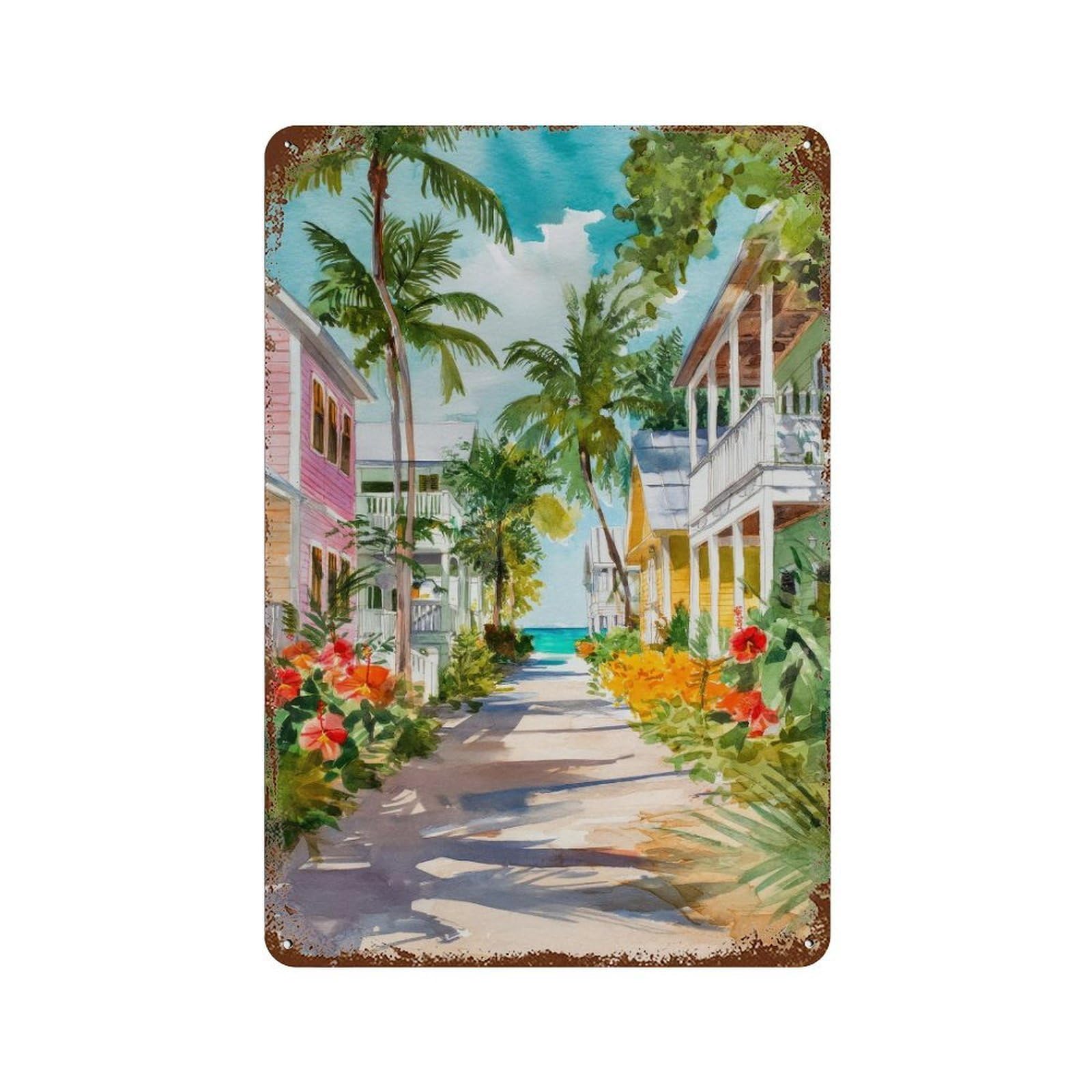 xiaoxiaoshen Key West Florida Travel Tropical Island Street Wall Decor Art Metal Tin Poster Modern Home Decor Art Home Bar Shop Decorations Vintage Sign 30x20cm