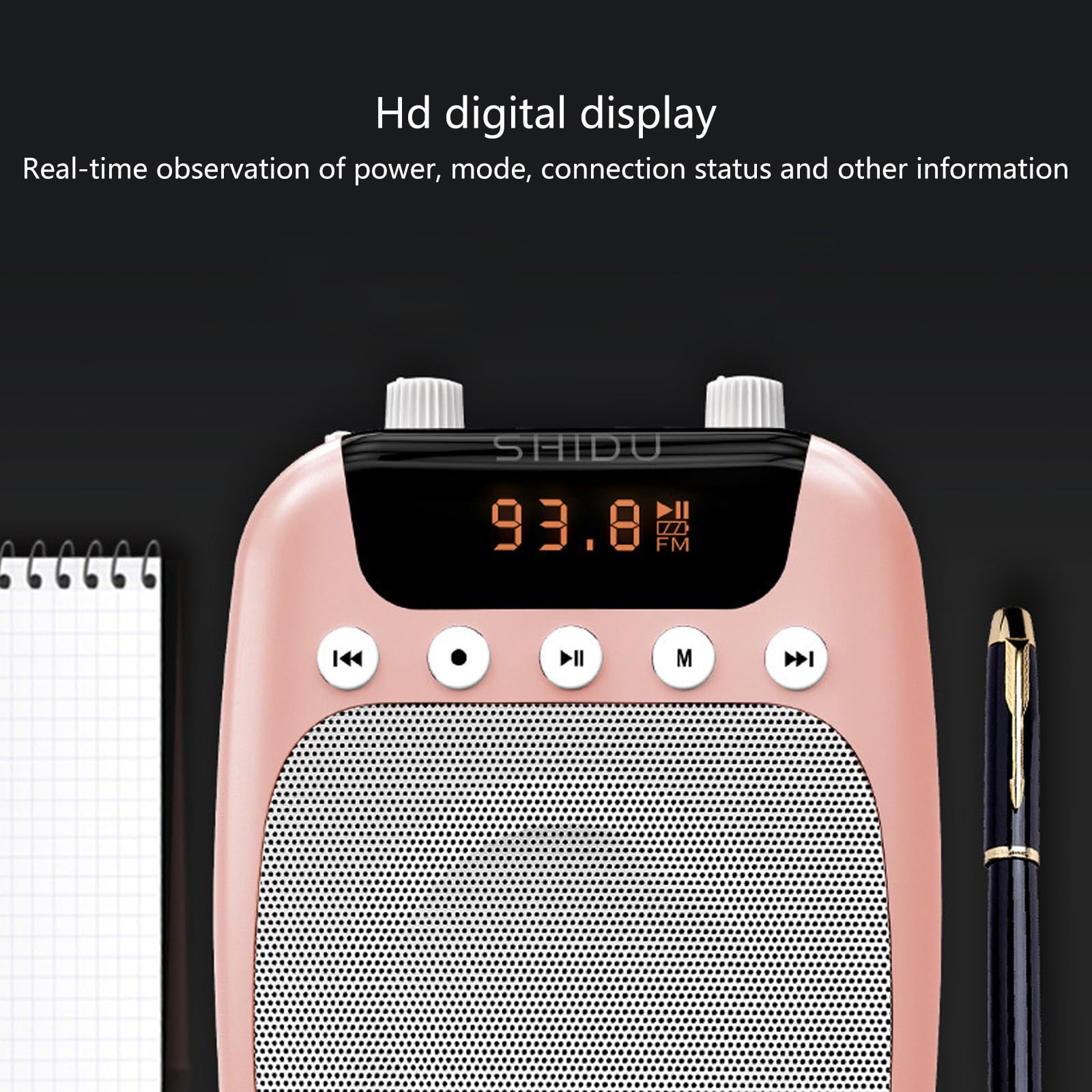S358 - Megáfono pequeño amplificador de voz para educadores y profesores de actividades al aire libre con micrófono