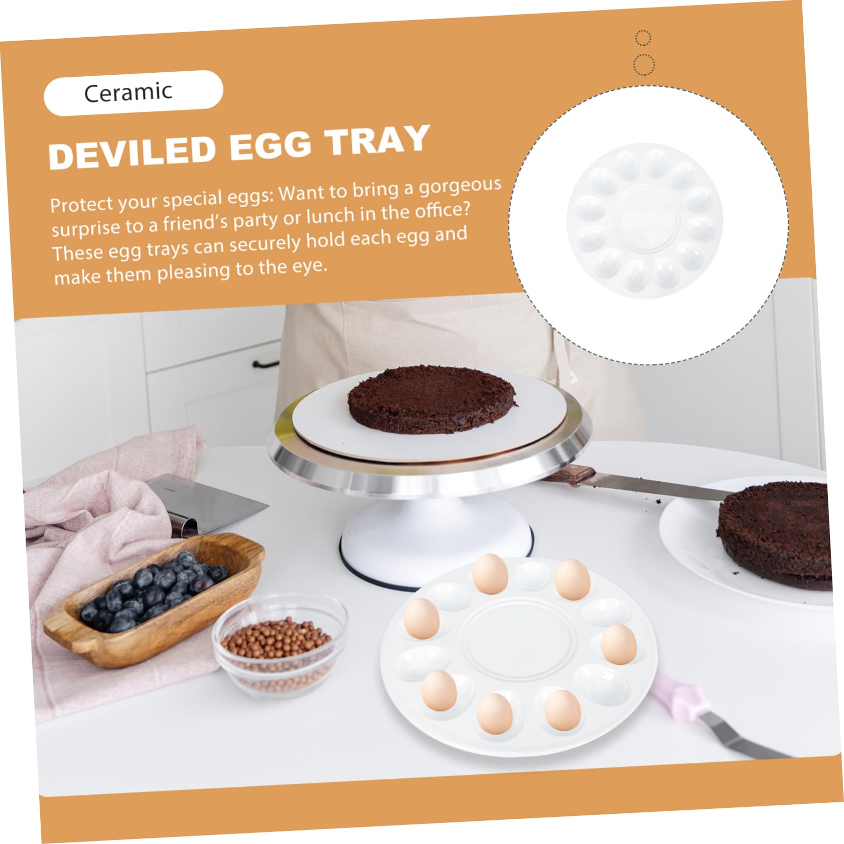 OSALADI Deviled Egg Tray Egg Cup Holder Divided Egg Plate Egg Dish Egg Serving Tray Appetizer Serving Tray Egg Storage Container Deviled Egg Serving Plate Boiled Egg Cups White Ceramics