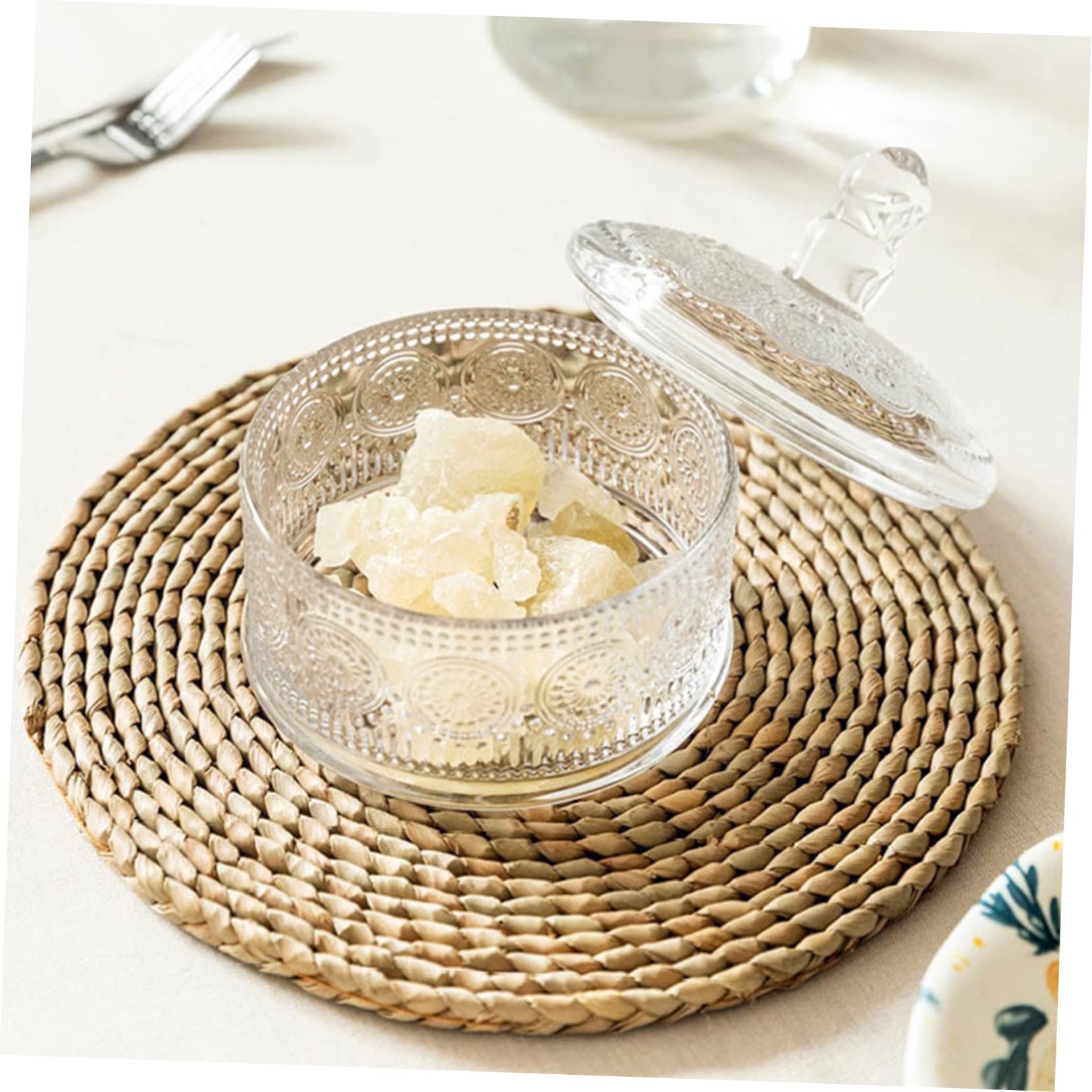SOLUSTRE Barattolo di Vetro con Coperchio Contenitore Decorativo per Caramelle e Snack Barattolo Trasparente per Conservazione Alimenti per Uso Domestico e Ufficio