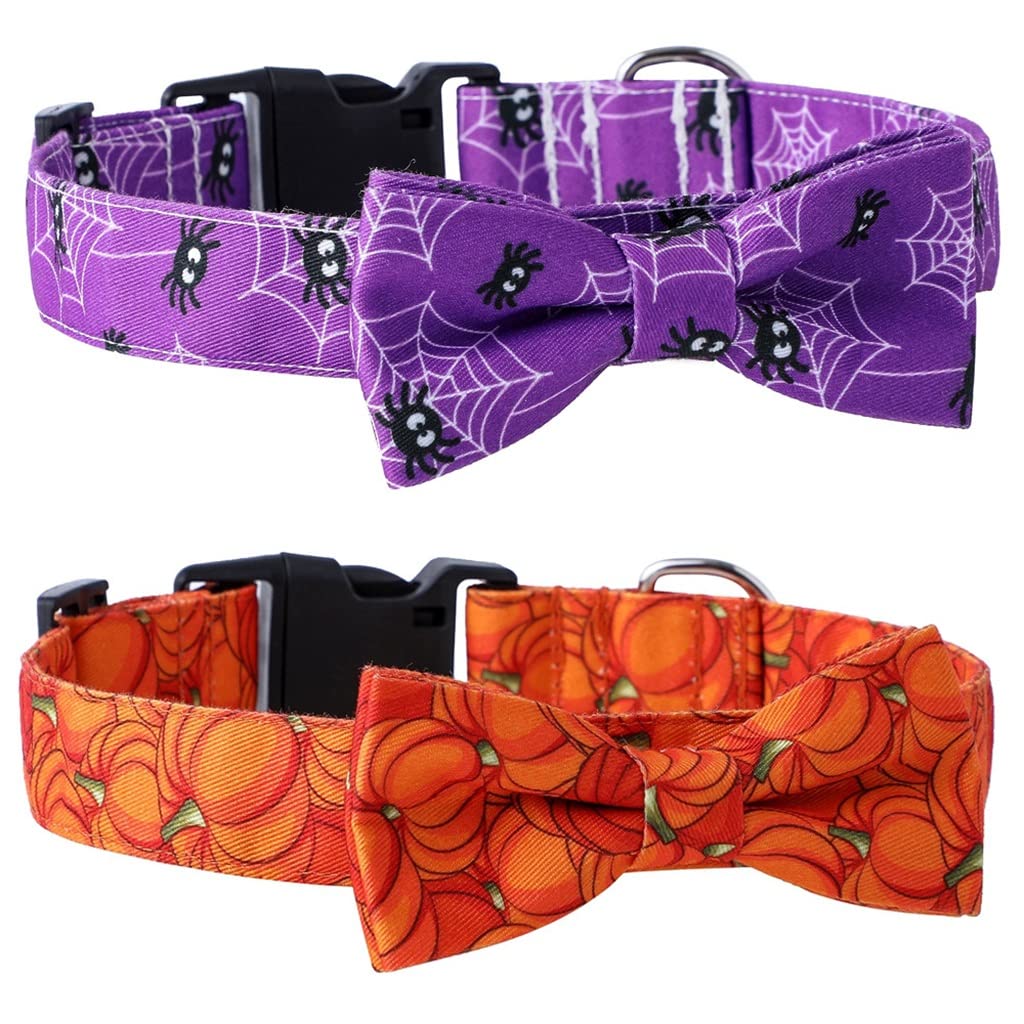 Collar de perro para mascotas Halloween con lazo araña calabaza desmontable Adecuado para, Pascua, Día San Valentín, etc